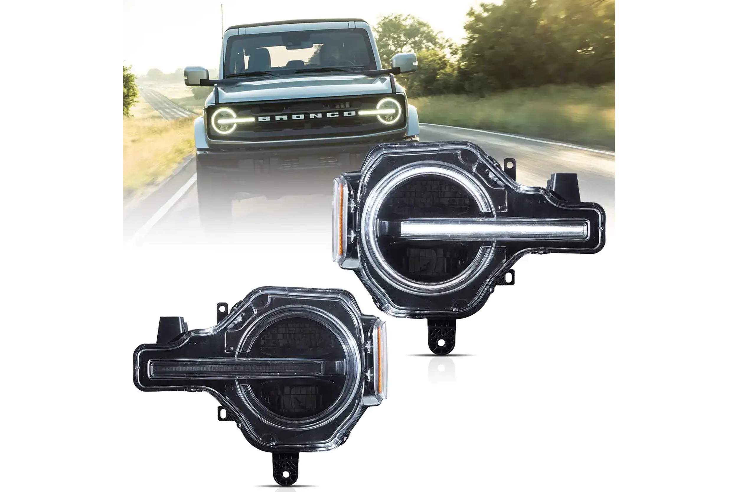 20-26 Ford Bronco: LED Projector Headlights - Black photo 3