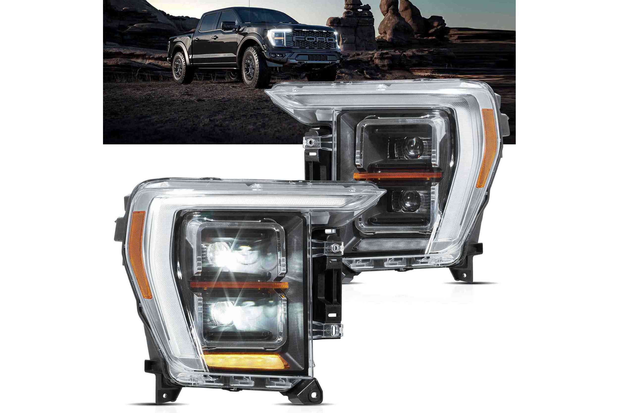 21-23 Ford F-150: LED Matrix Projector Headlights - Black photo 2