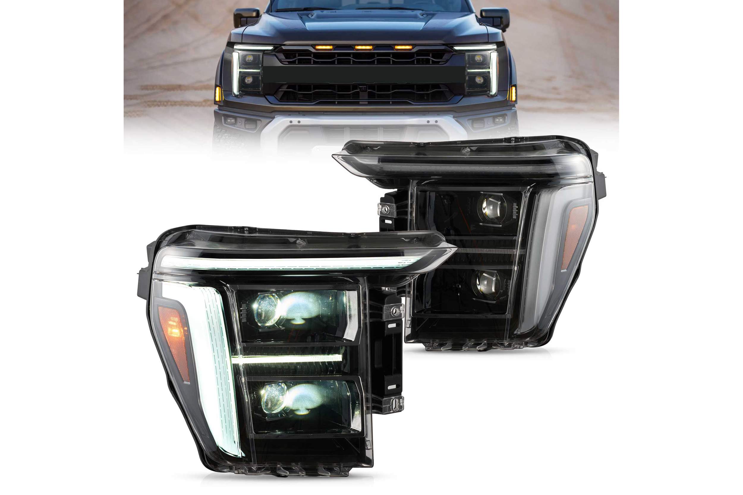 21-23 Ford F-150: LED Projector Headlights - Black Trim photo 2