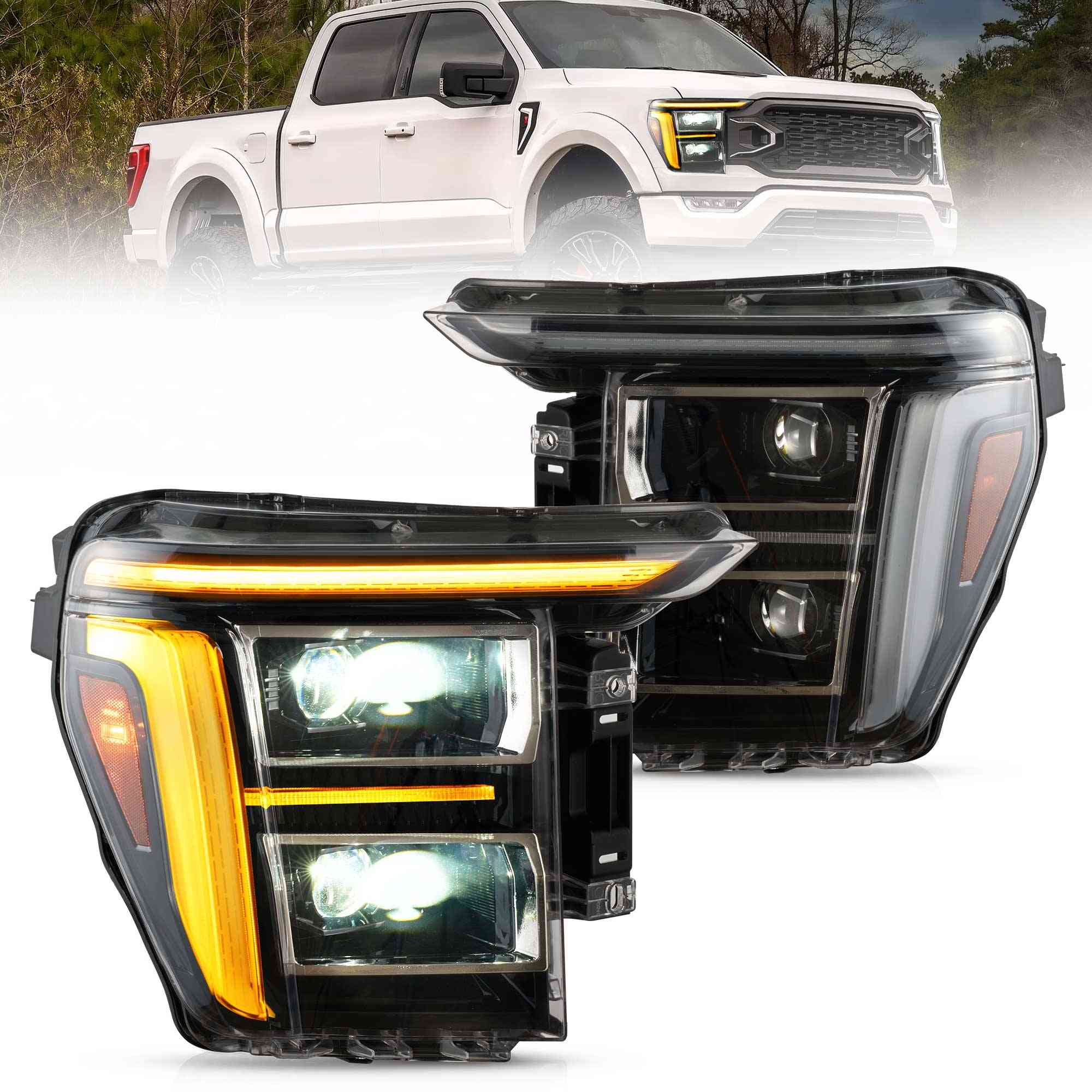 21-23 Ford F-150: LED Projector Headlights - Black Trim photo 3
