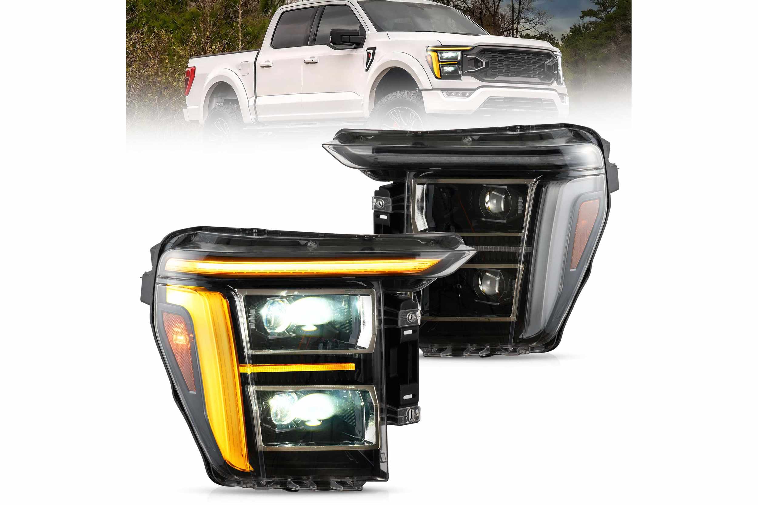 21-23 Ford F-150: LED Projector Headlights - Silver Trim photo 2