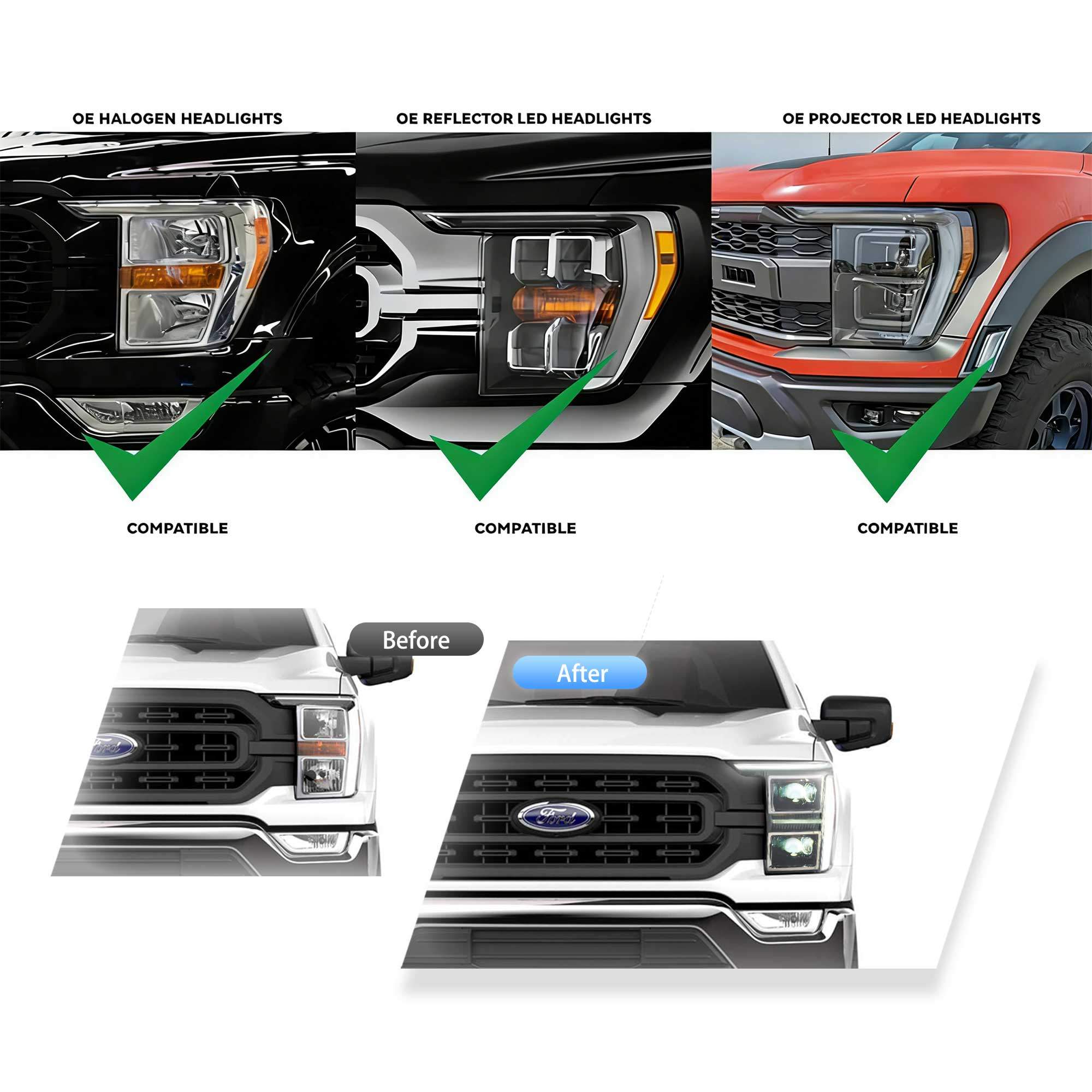 21-23 Ford F-150: LED Projector Headlights - Silver Trim photo 4