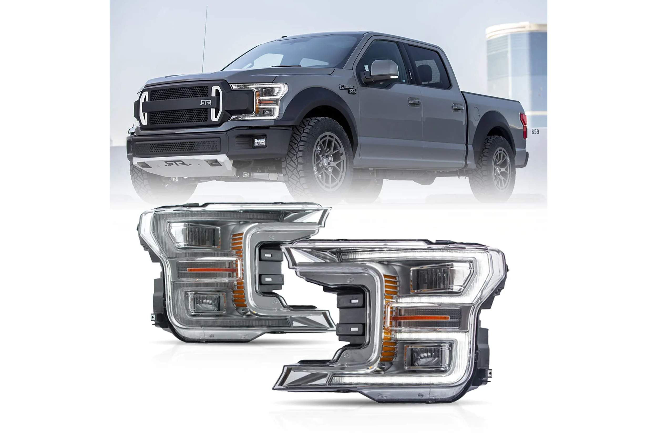 18-20 Ford F-150: LED Projector Headlights - Chrome photo 2