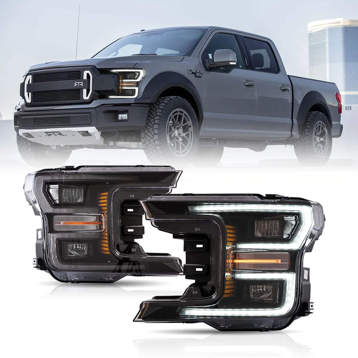 18-20 Ford F-150: LED Projector Headlights - Chrome photo 3