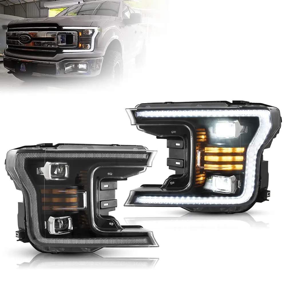 18-20 Ford F-150: LED Projector Headlights - Black photo 2