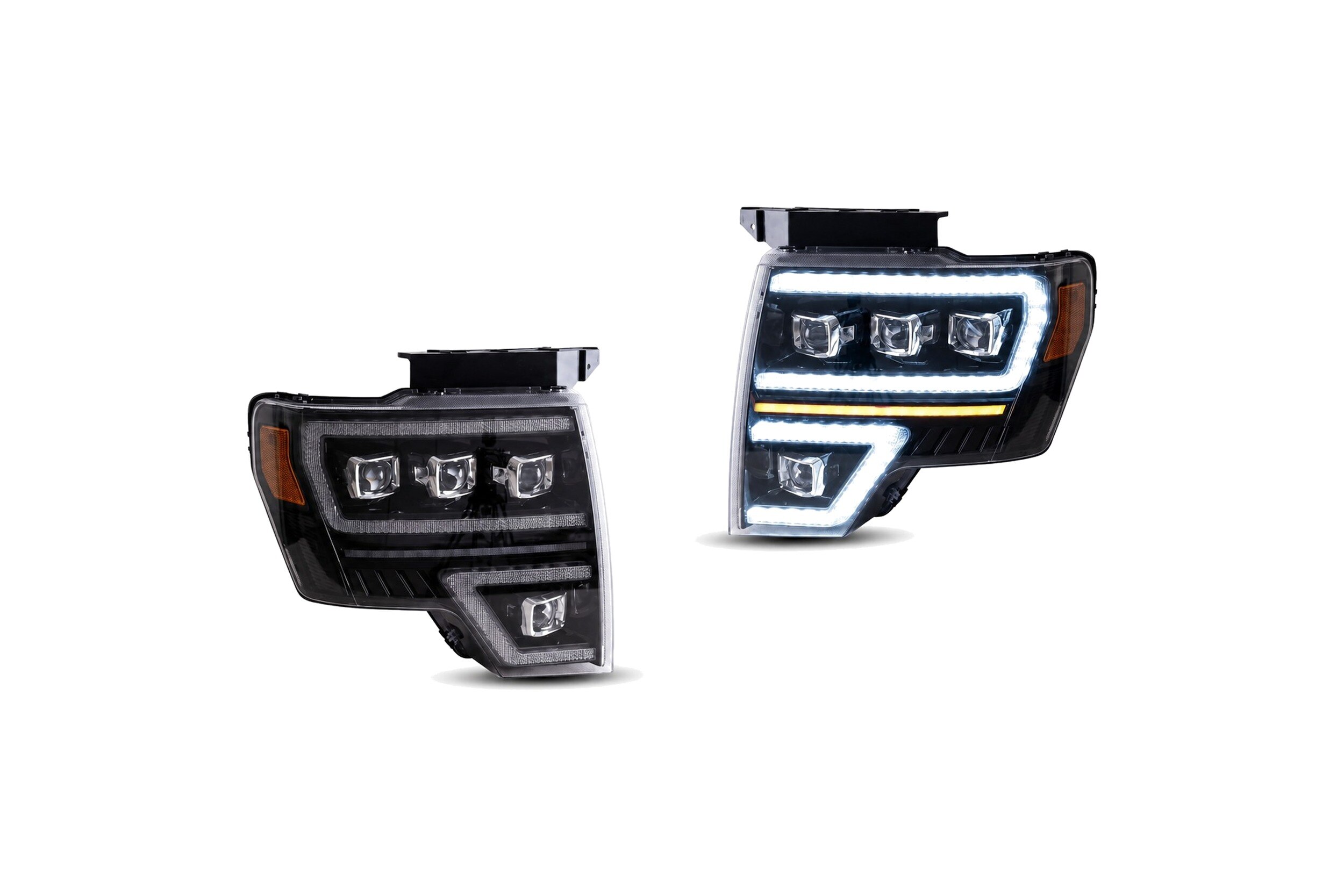 09-14 Ford F-150: LED Projector Headlights - Black/Amber