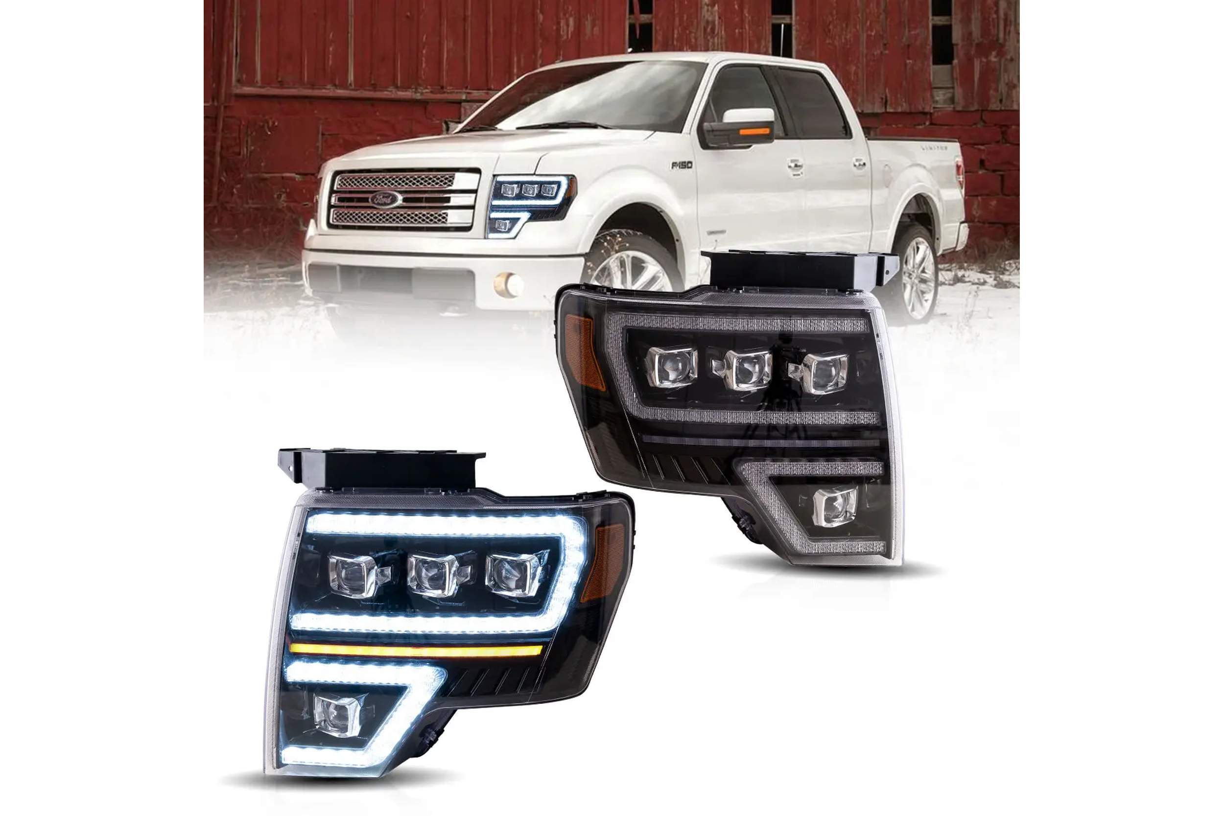 09-14 Ford F-150: LED Projector Headlights - Black/Amber photo 2
