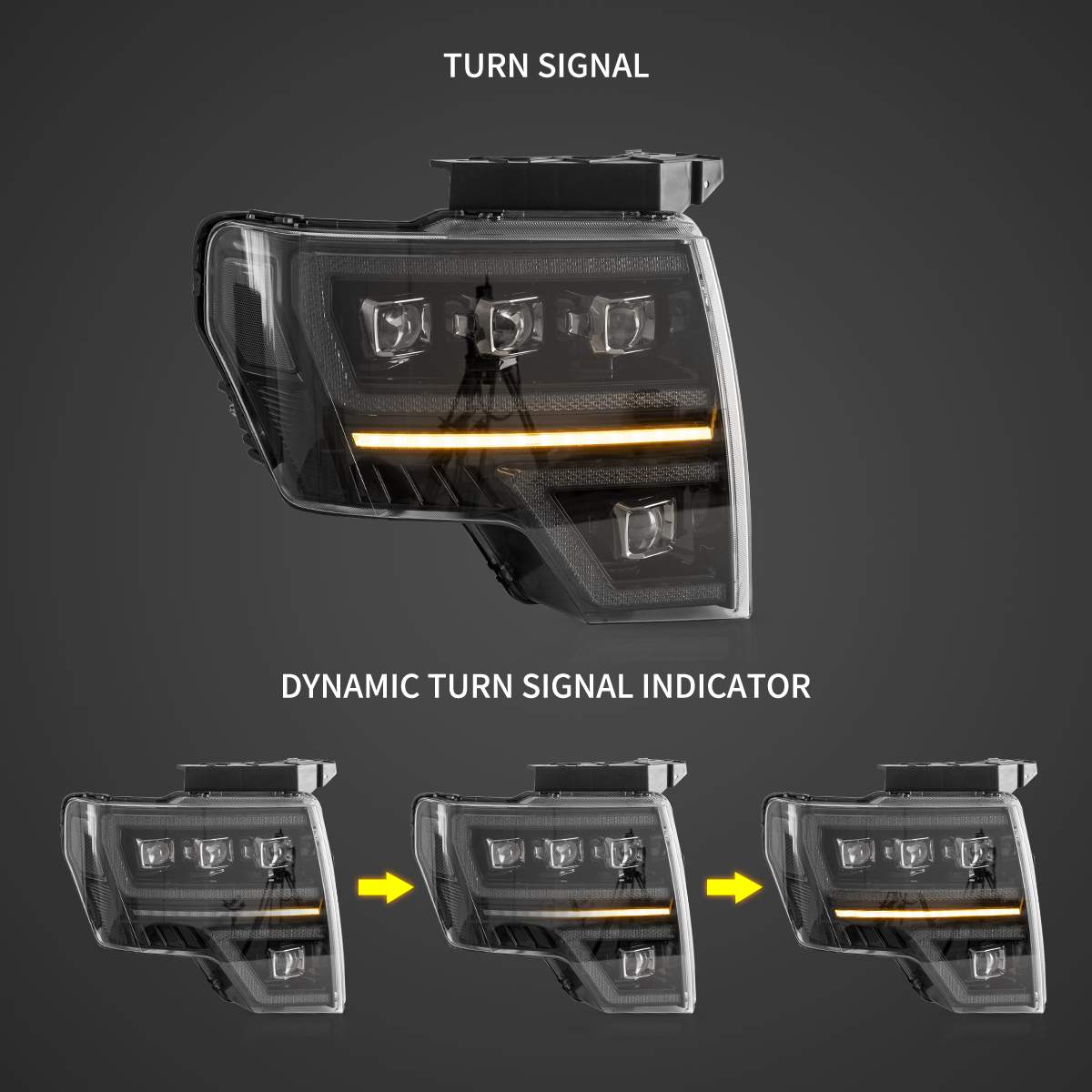 09-14 Ford F-150: LED Projector Headlights - Black/Amber photo 4