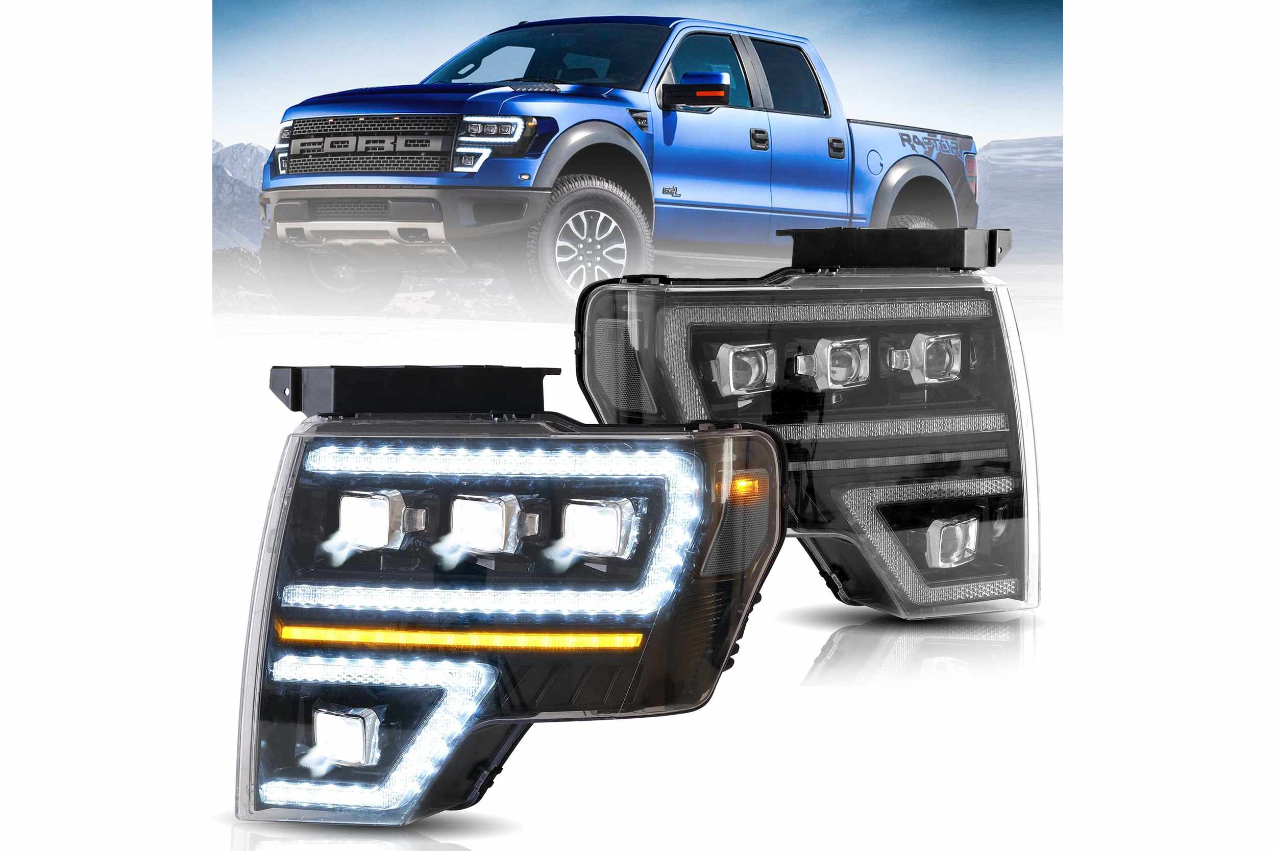 09-14 Ford F-150: LED Projector Headlights - Black/Clear photo 2