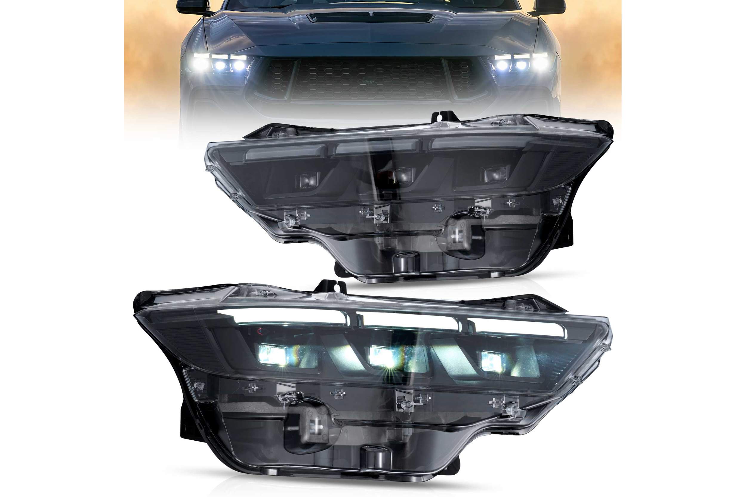 23-26 Ford Mustang: LED Projector Headlights - Black photo 2
