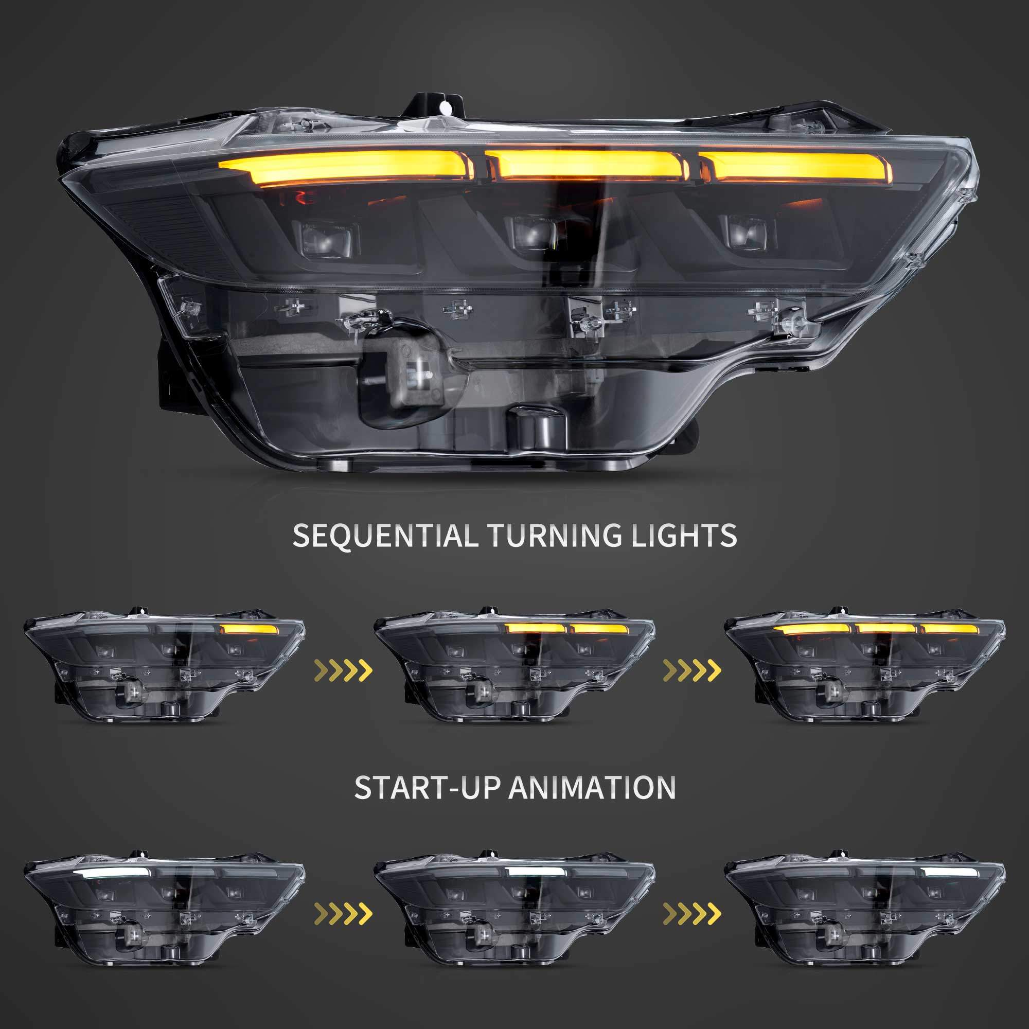 23-26 Ford Mustang: LED Projector Headlights - Black photo 4