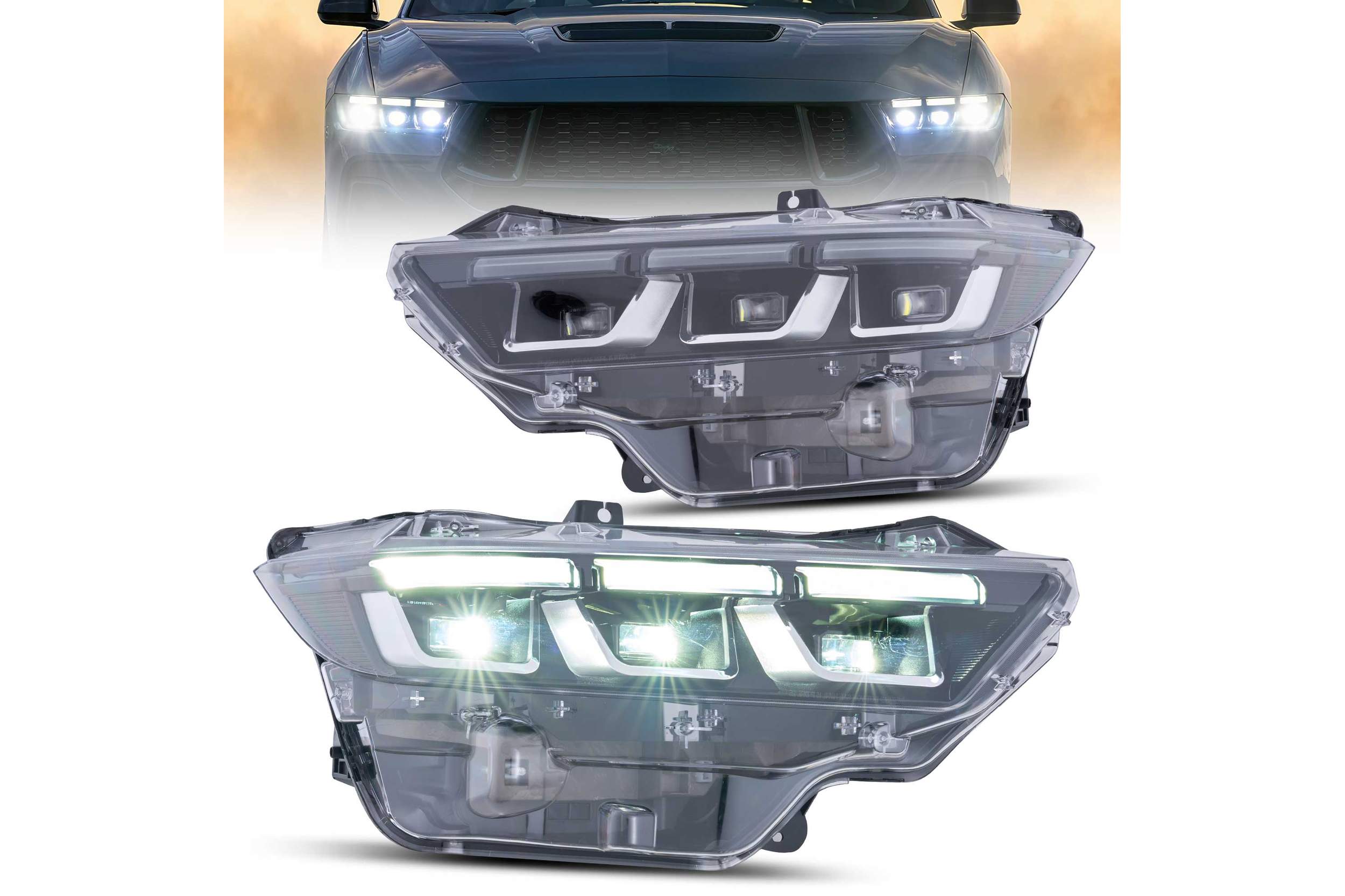 23-26 Ford Mustang: LED Projector Headlights - Chrome photo 2