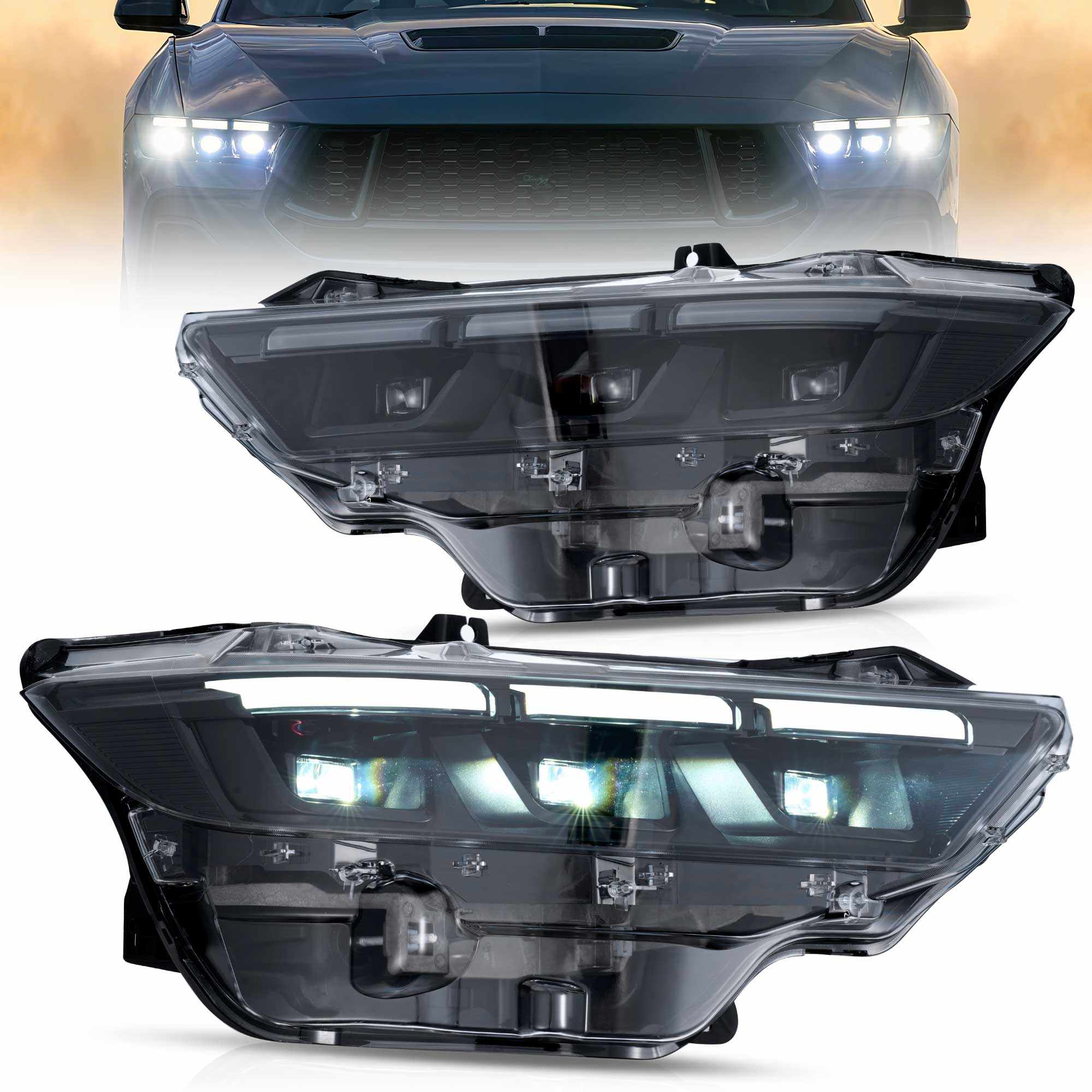 23-26 Ford Mustang: LED Projector Headlights - Chrome photo 3