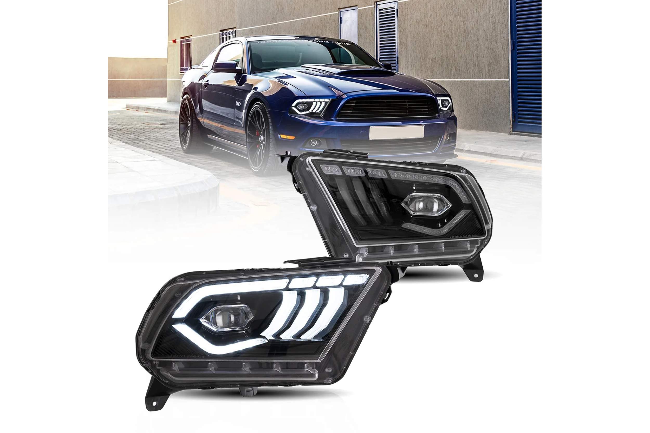 10-14 Ford Mustang: LED Projector Headlights - Black photo 2