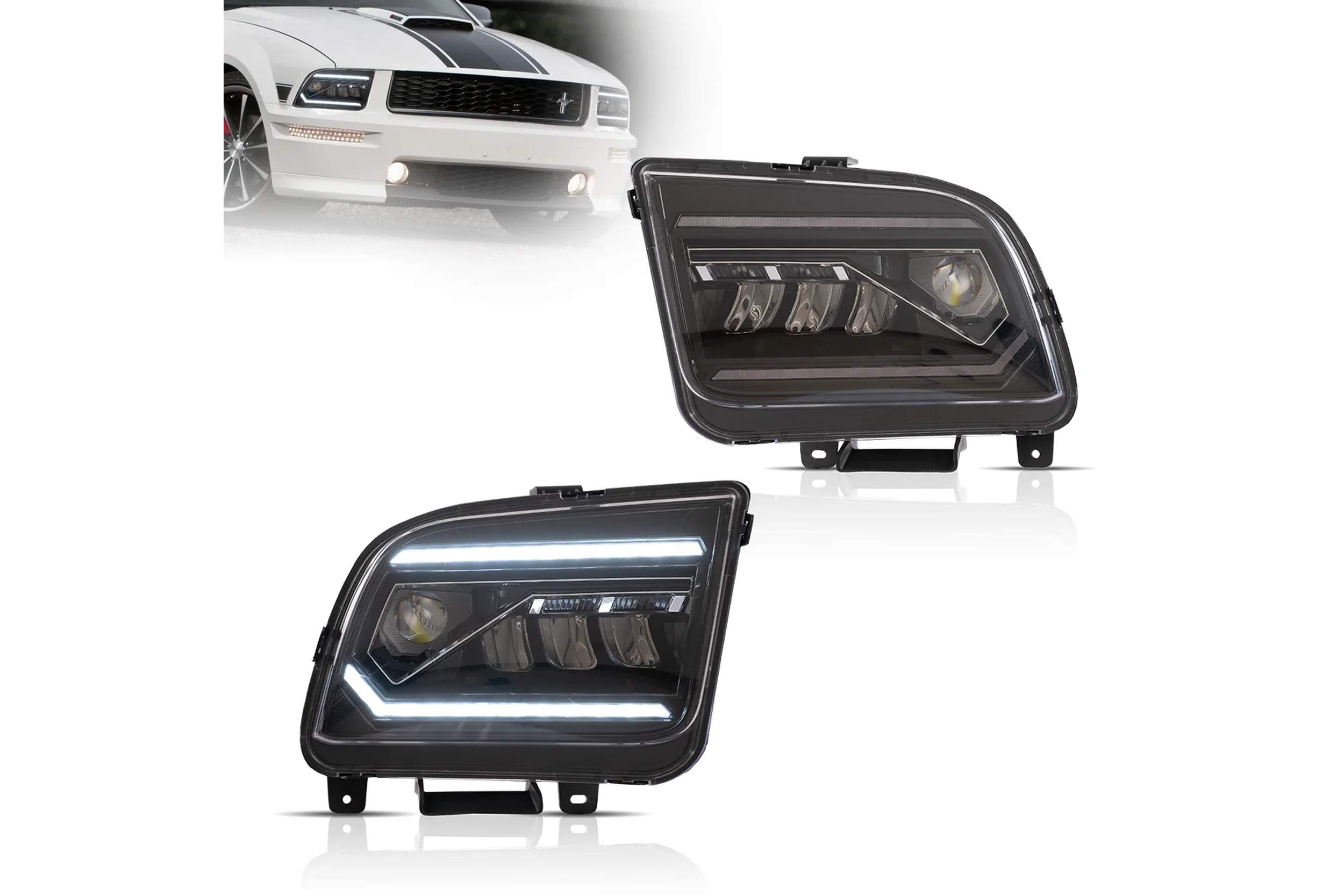05-09 Ford Mustang: LED Projector Headlights - Chrome photo 4