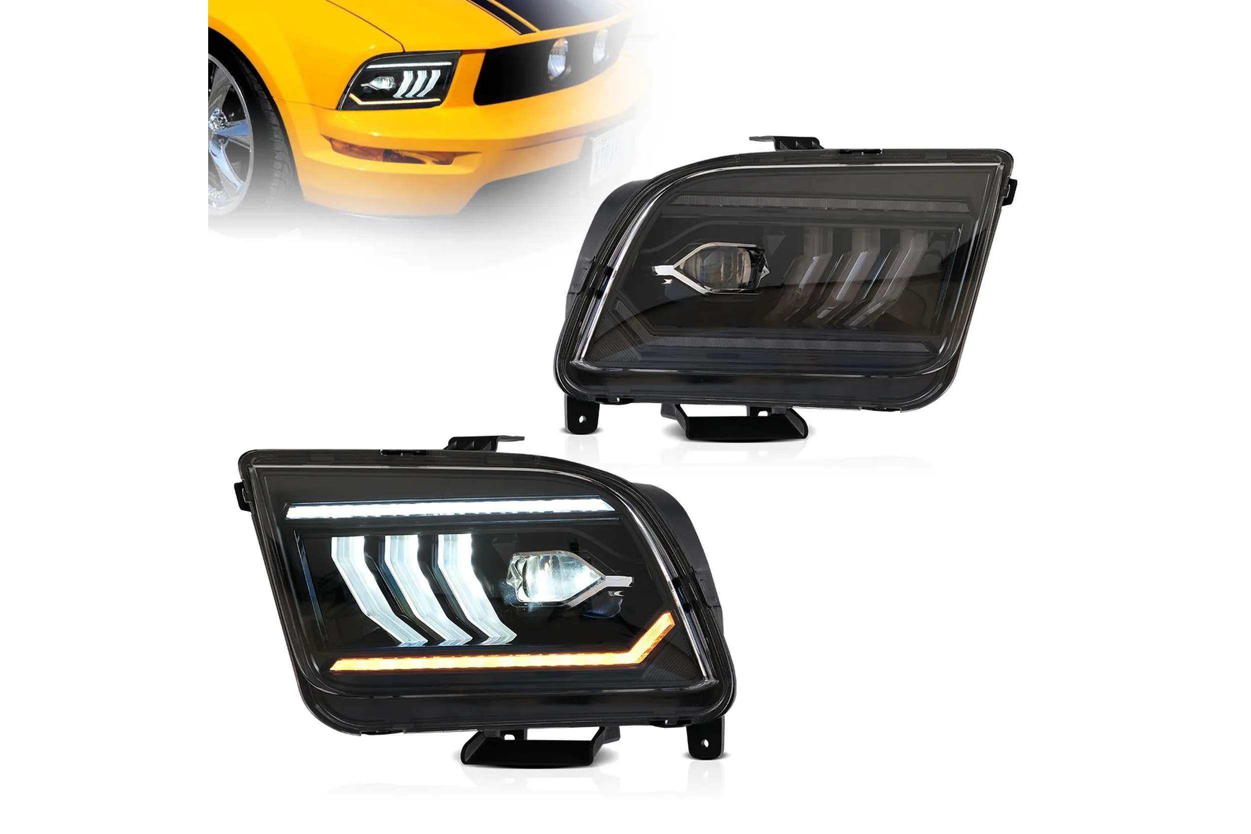 05-09 Ford Mustang: LED Projector Headlights - Black photo 4