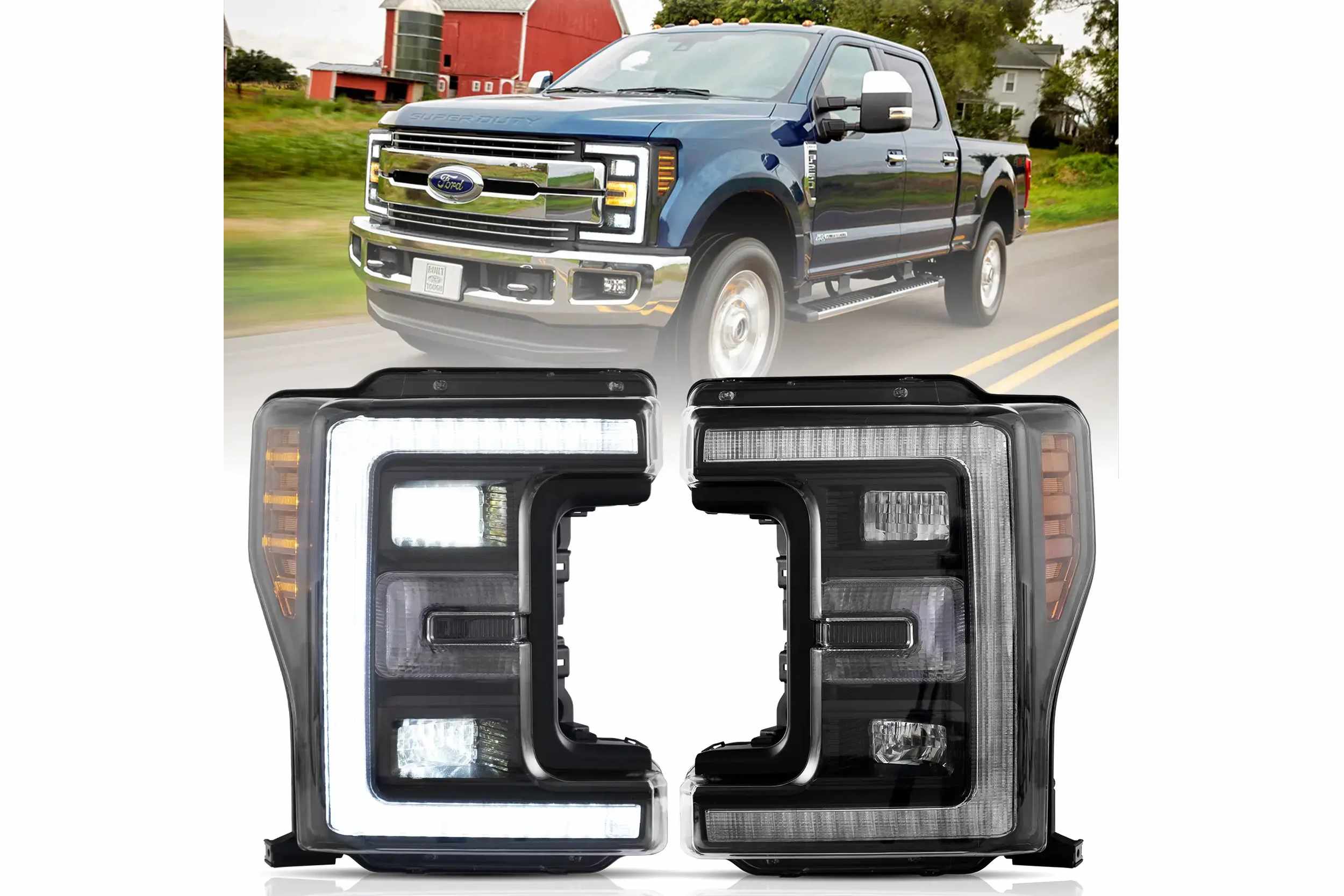 17-19 Ford Super Duty: LED Headlights - Black photo 2