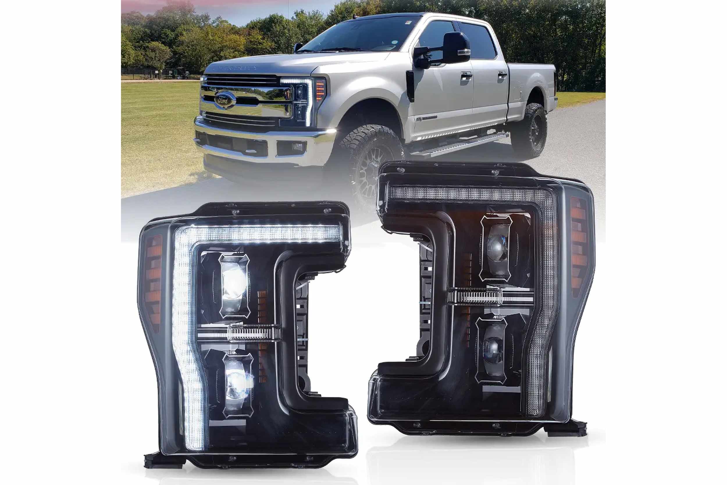 17-19 Ford Super Duty: LED Projector Headlights - Black photo 2