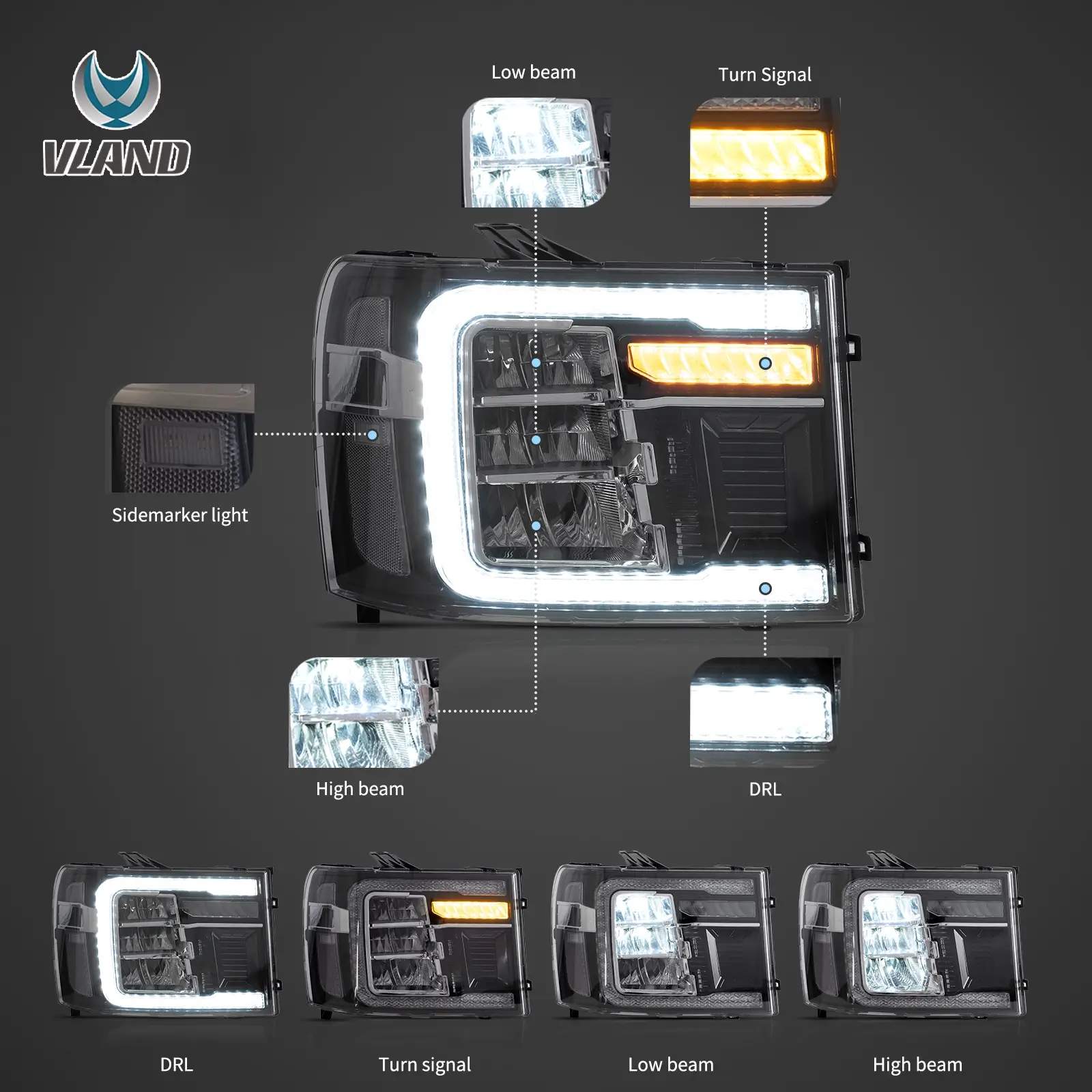 07-14 GMC Sierra: LED Headlights - Chrome photo 3