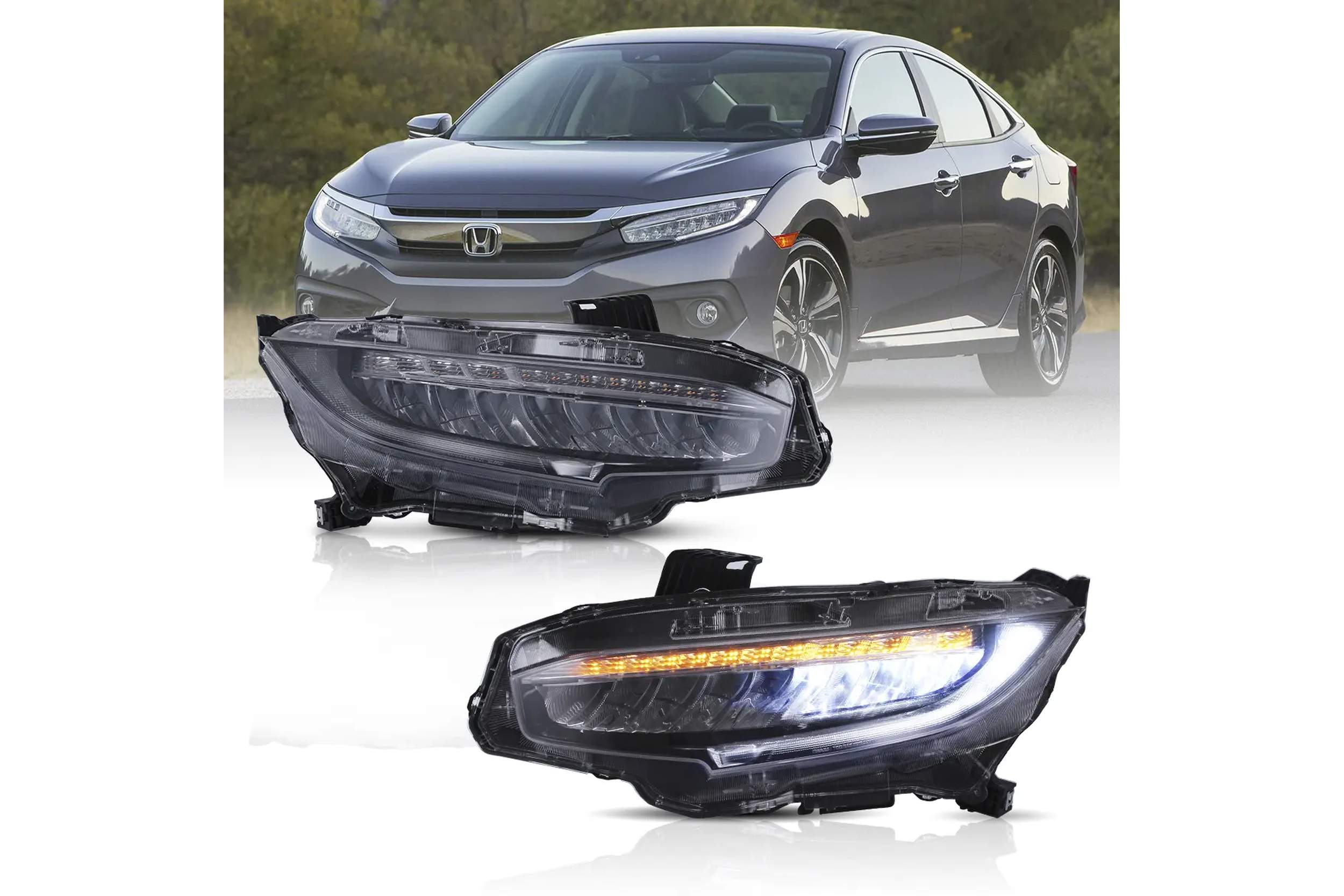 16-21 Honda Civic: LED Headlights - Chrome photo 2