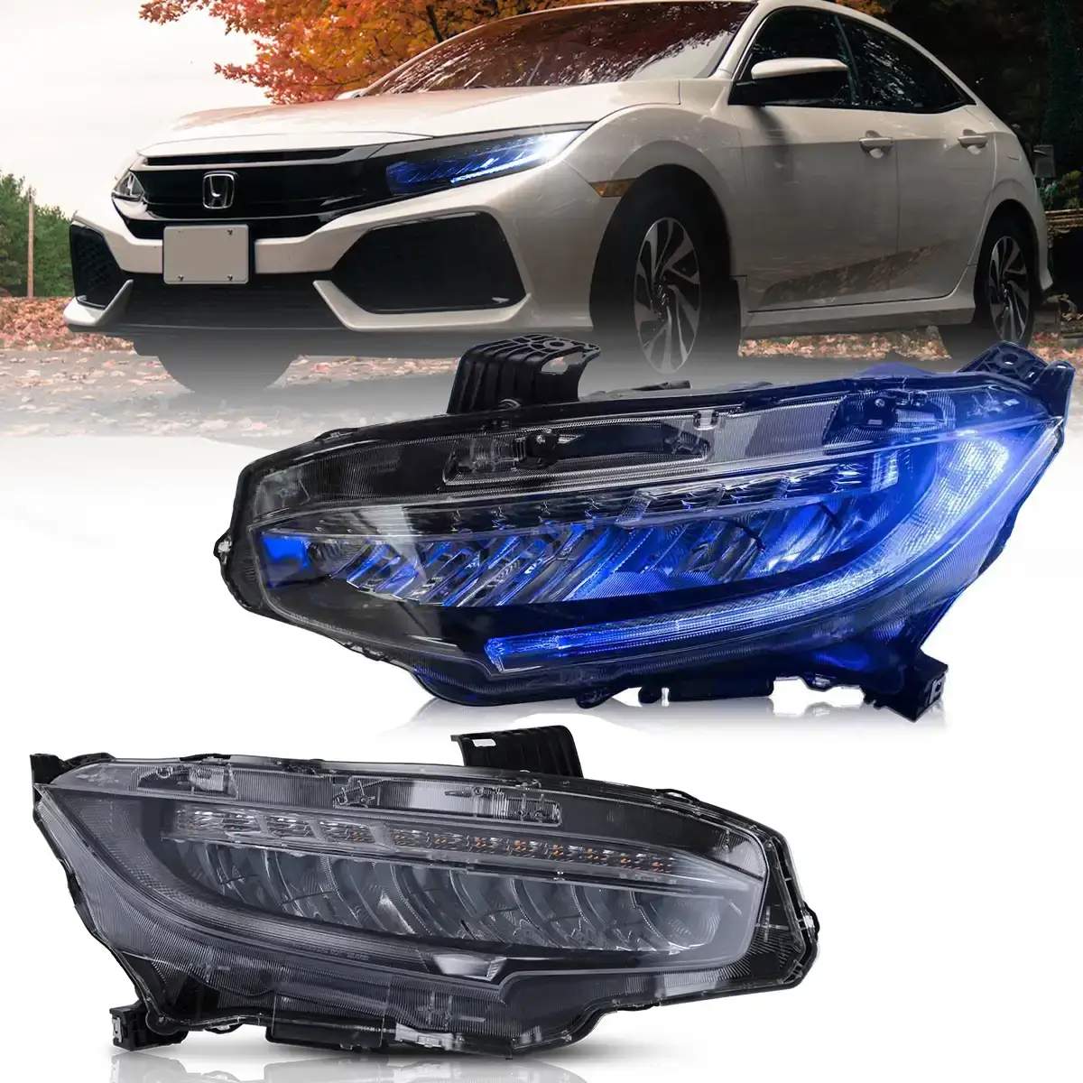 16-21 Honda Civic: LED Headlights - Chrome photo 3