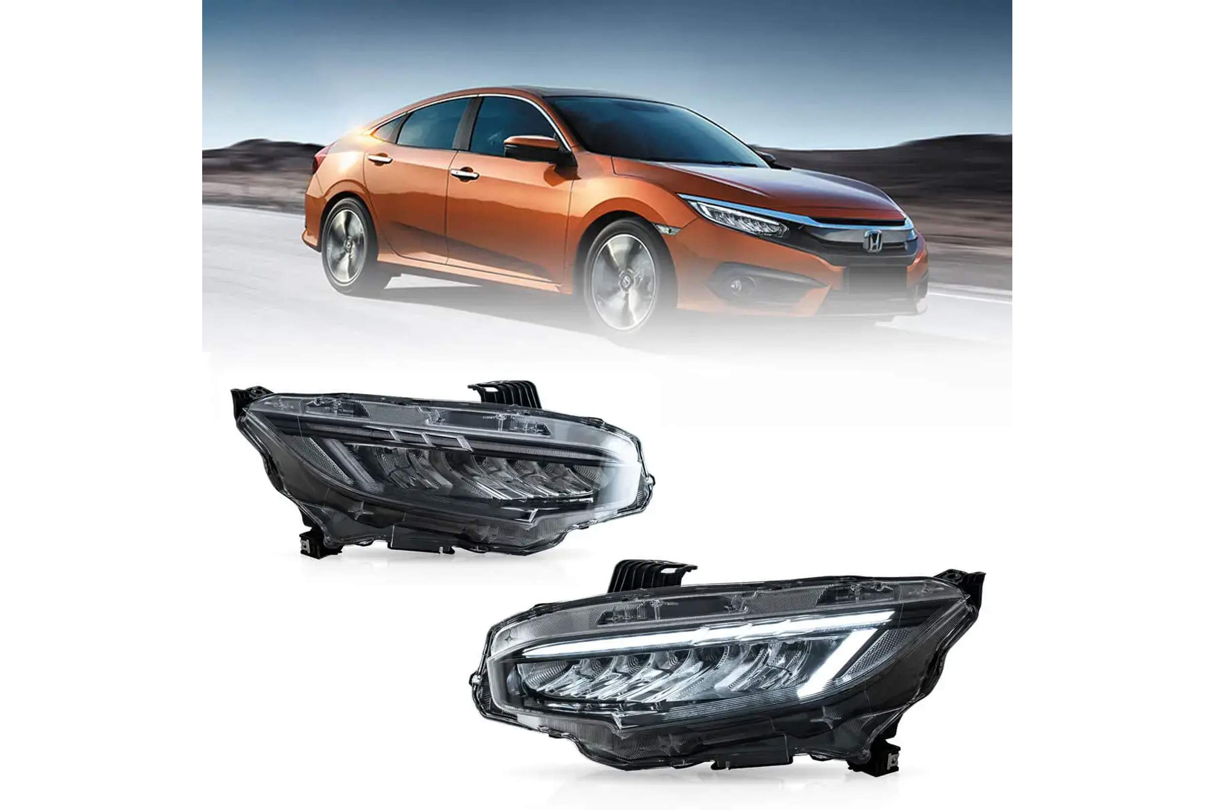 16-21 Honda Civic: LED Headlights - Chrome photo 2