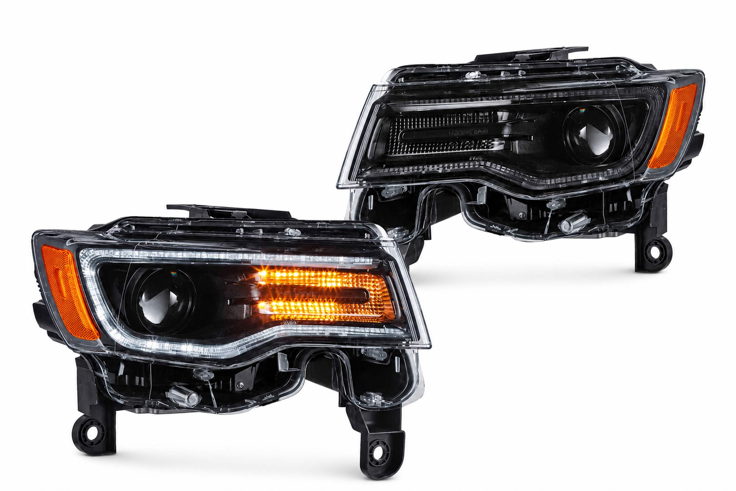 14-22 Jeep Grand Cherokee: LED Projector Headlights - Black/Amber