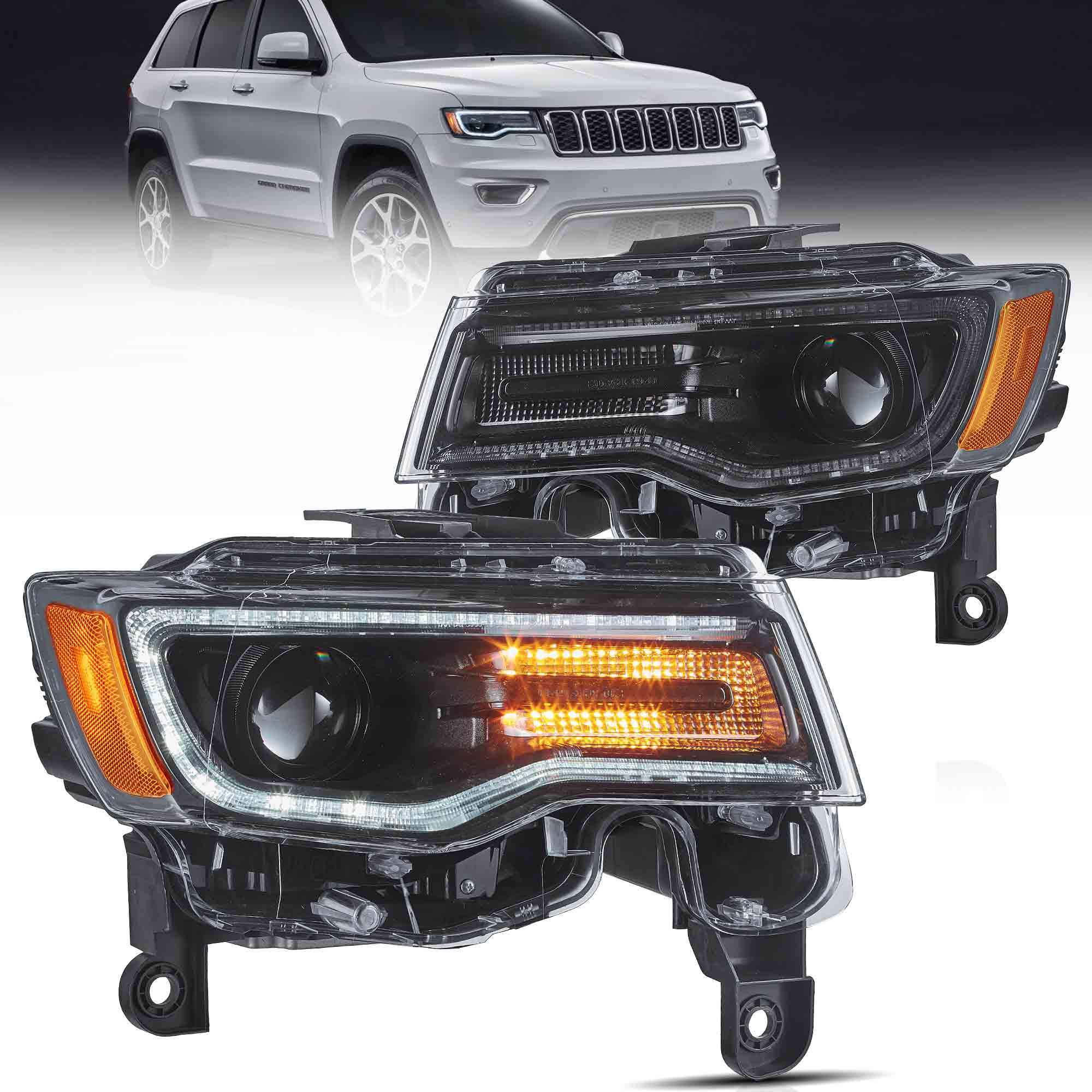 14-22 Jeep Grand Cherokee: LED Projector Headlights - Black/Clear photo 3