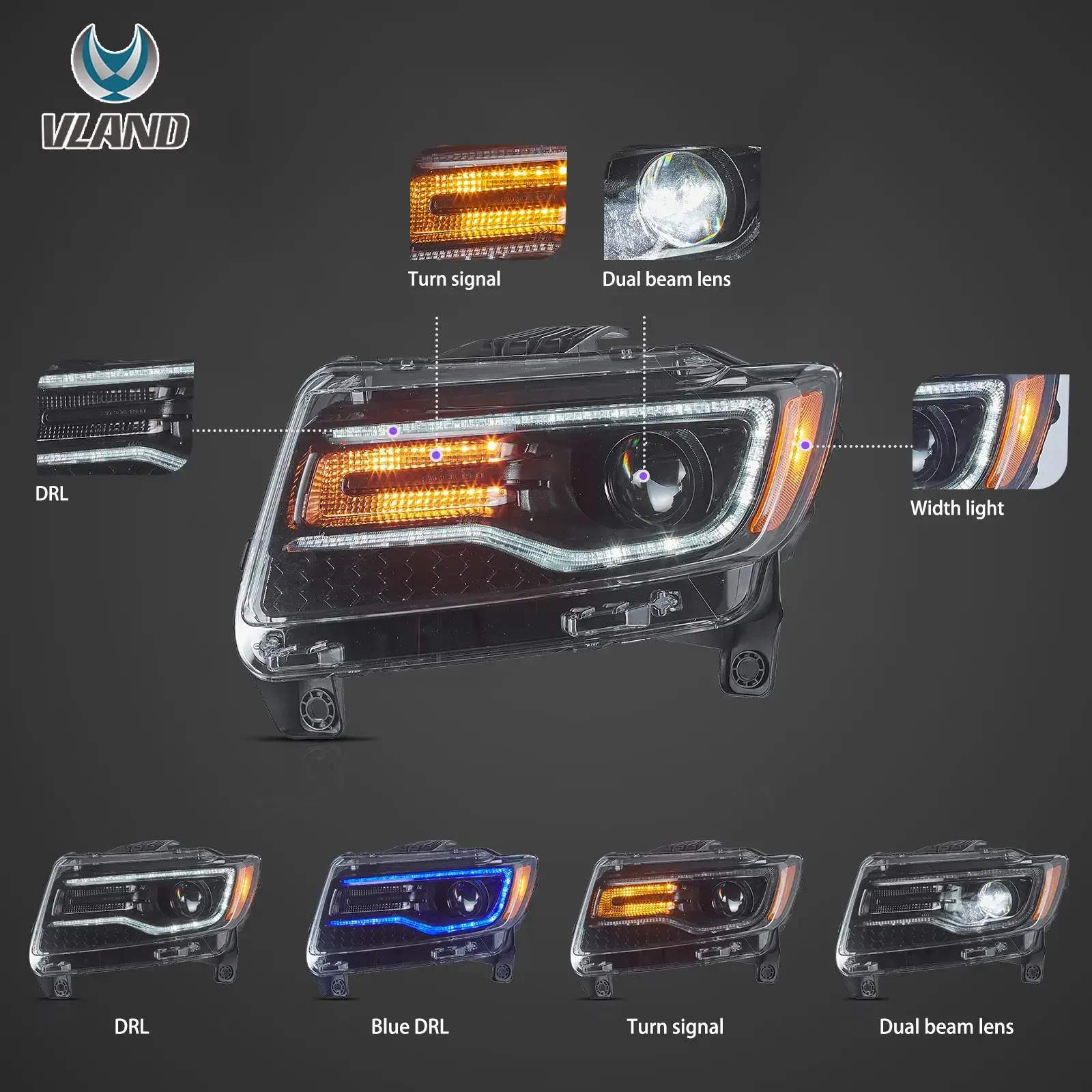 11-13 Jeep Grand Cherokee: LED Projector Headlights - Black photo 3