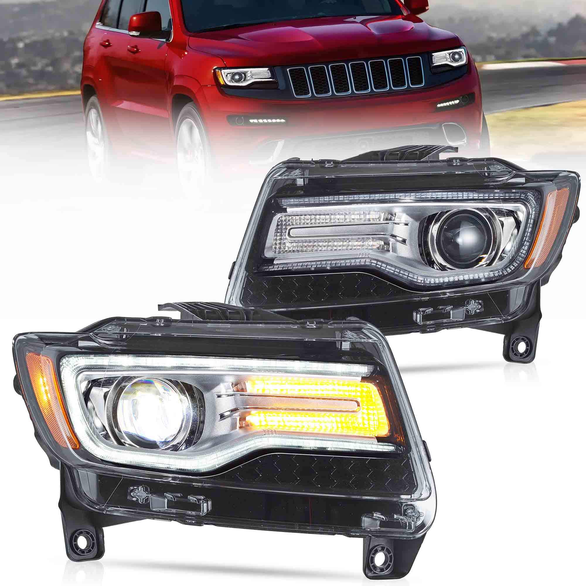 11-13 Jeep Grand Cherokee: LED Projector Headlights - Chrome photo 2