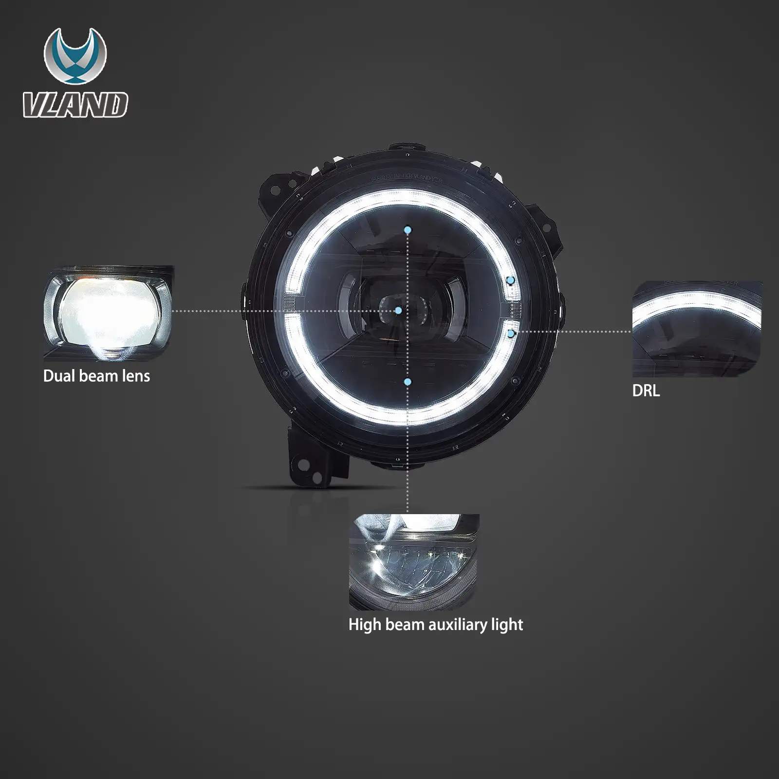 18-23 Jeep Wrangler: LED Projector Headlights - Black photo 3