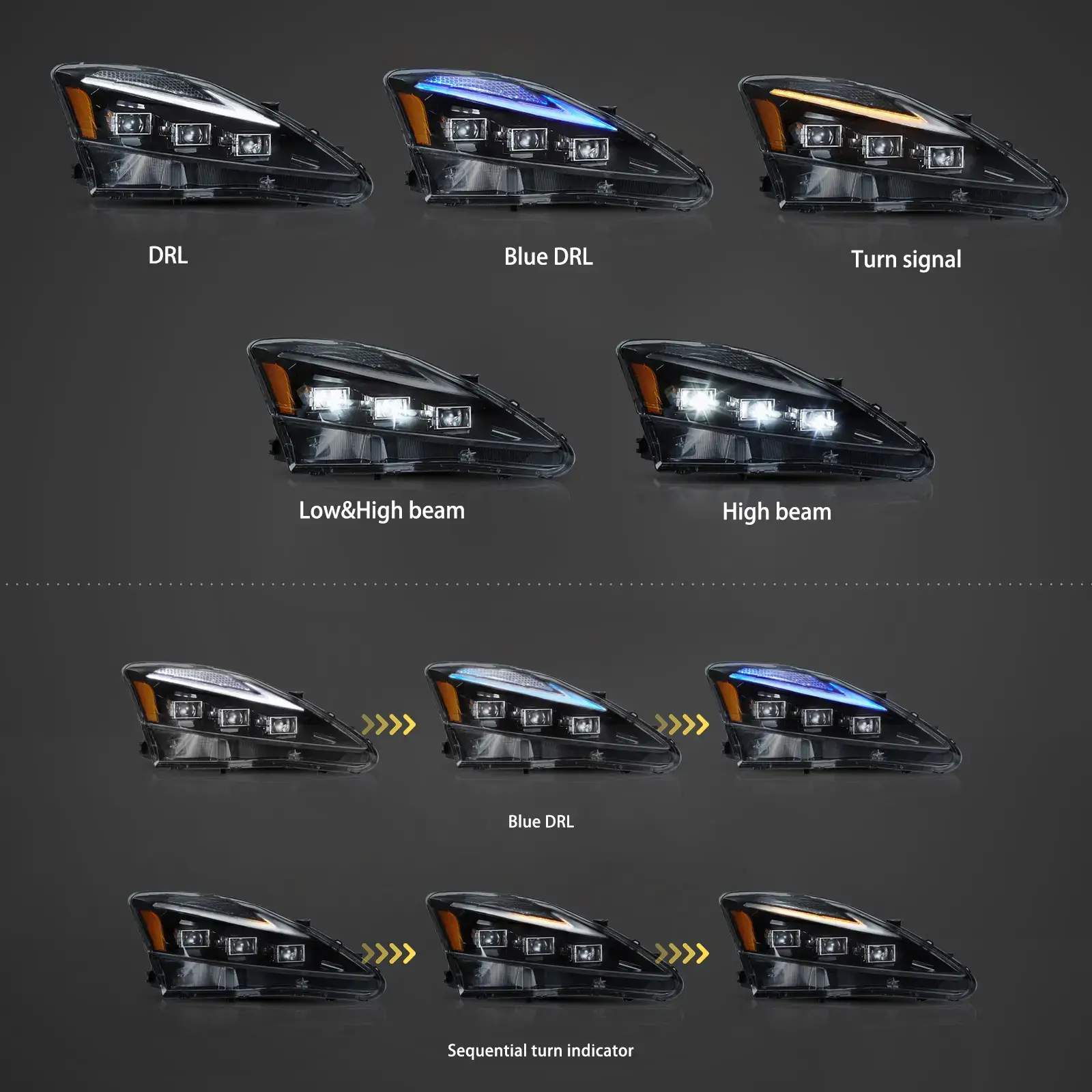 08-14 Lexus IS F: LED Projector Headlights - Amber Reflector photo 3