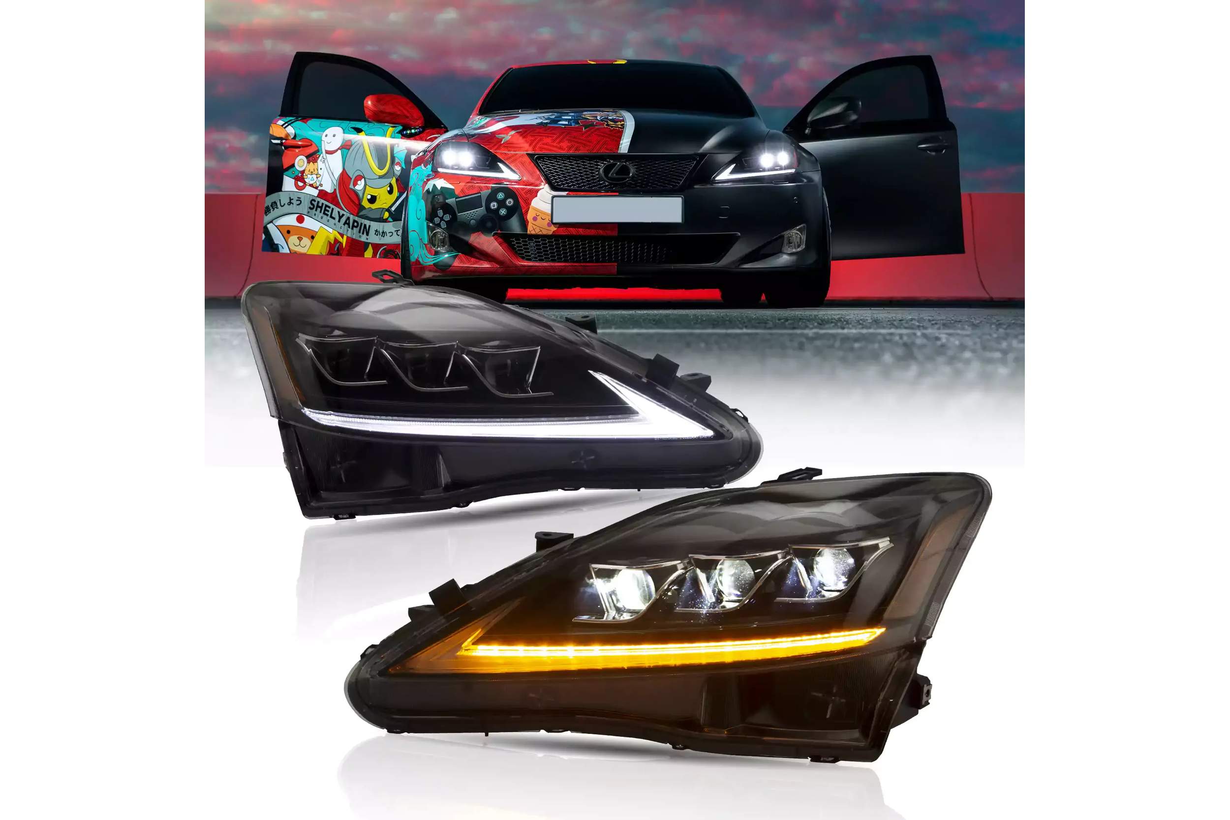 05-12 Lexus IS220d: LED Projector Headlights - Amber Reflector photo 2