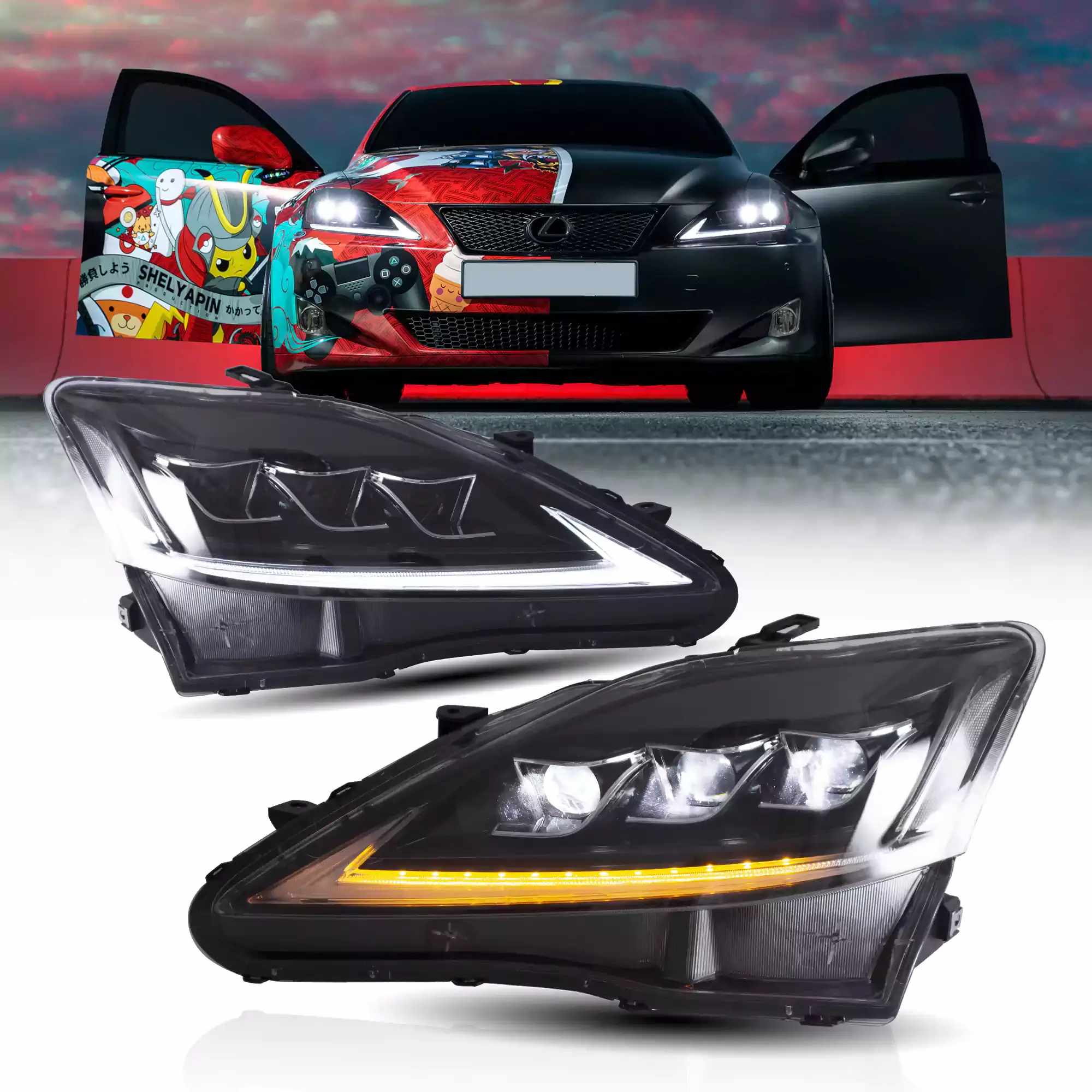 05-12 Lexus IS220d: LED Projector Headlights - Amber Reflector photo 3