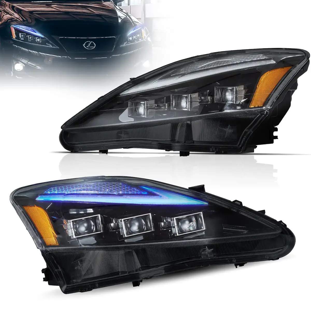 06-12 Lexus IS250: LED Projector Headlights - Clear Reflector photo 2