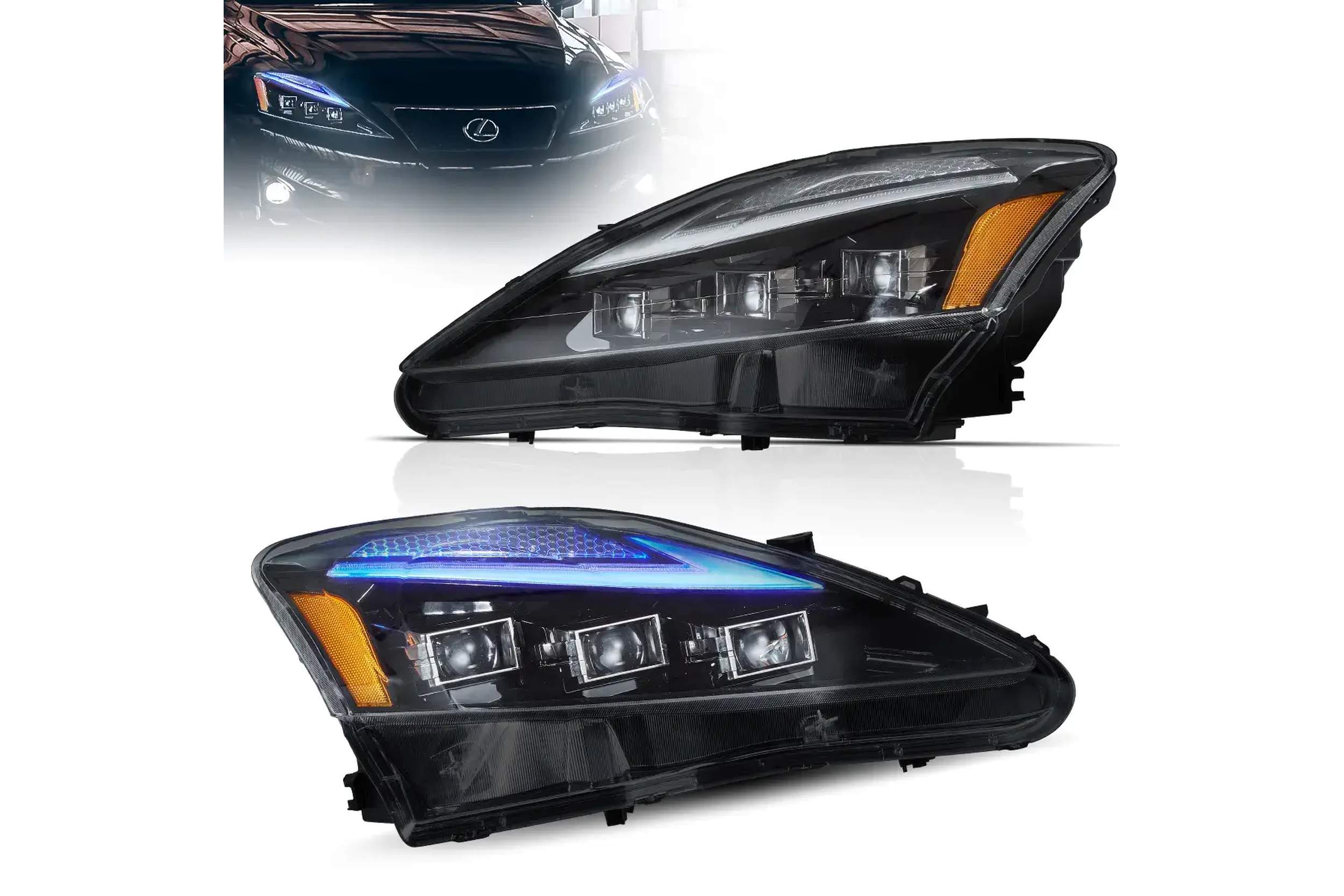 06-12 Lexus IS250: LED Projector Headlights - Amber Reflector photo 4