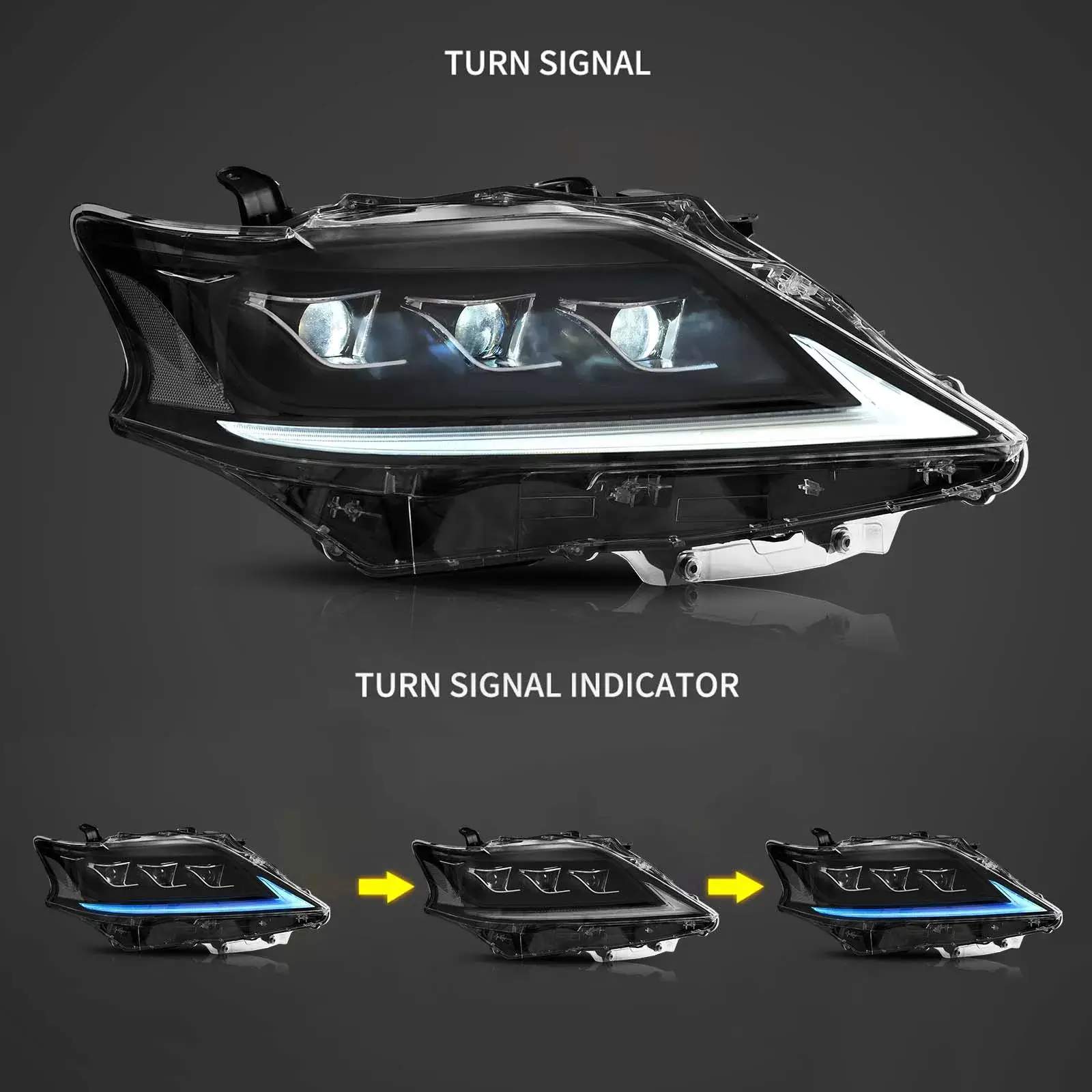 13-15 Lexus RX270: LED Matrix Projector Headlights - Black/Amber photo 3