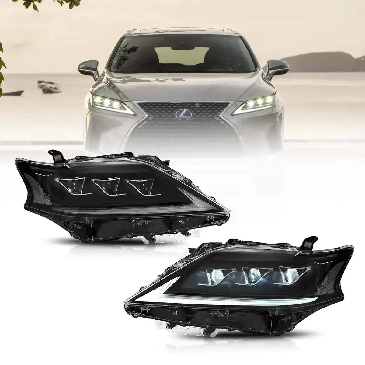 13-15 Lexus RX350: LED Matrix Projector Headlights - Black/Amber photo 2