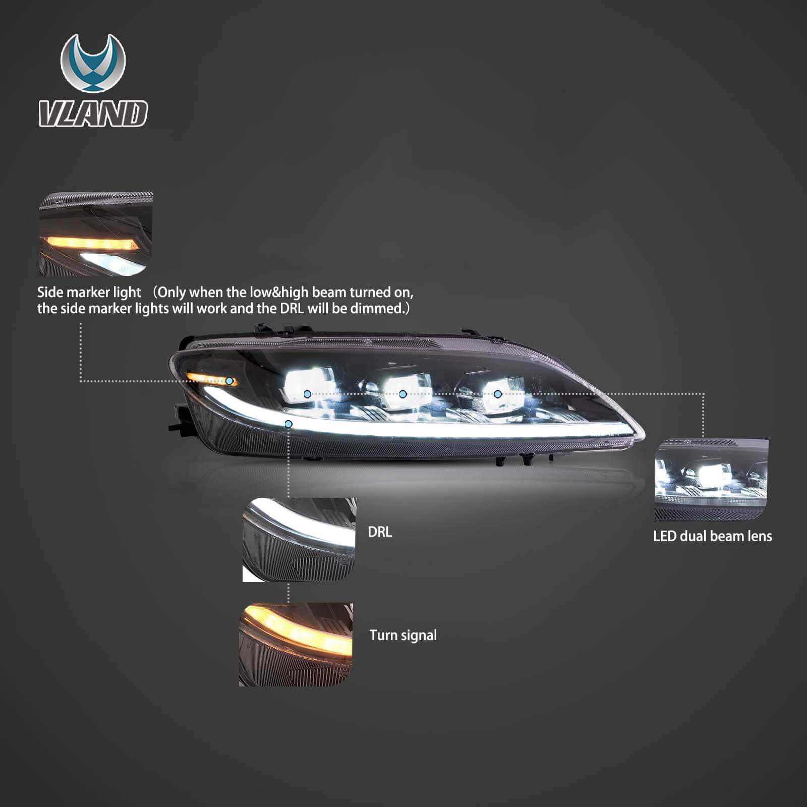 02-08 Mazda 6: LED Projector Headlights - Black photo 4