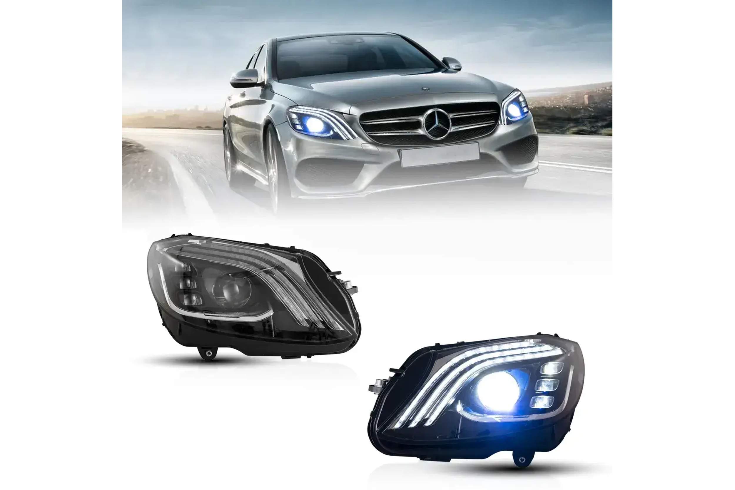 15-21 Mercedes-Benz C-Class Coupe/Cabriolet: LED Matrix Projector Headlights - Black photo 2