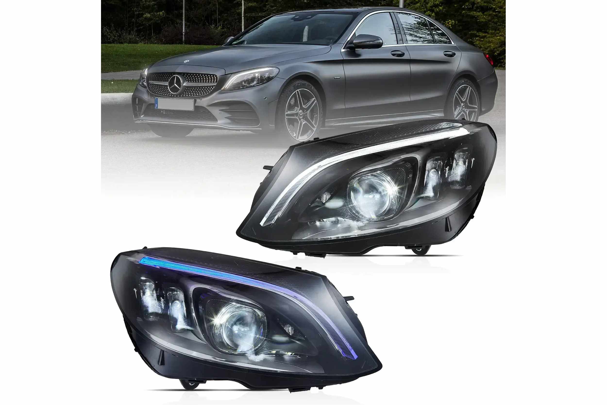 15-21 Mercedes-Benz C-Class Coupe/Cabriolet: LED Matrix Projector Headlights - Black photo 2