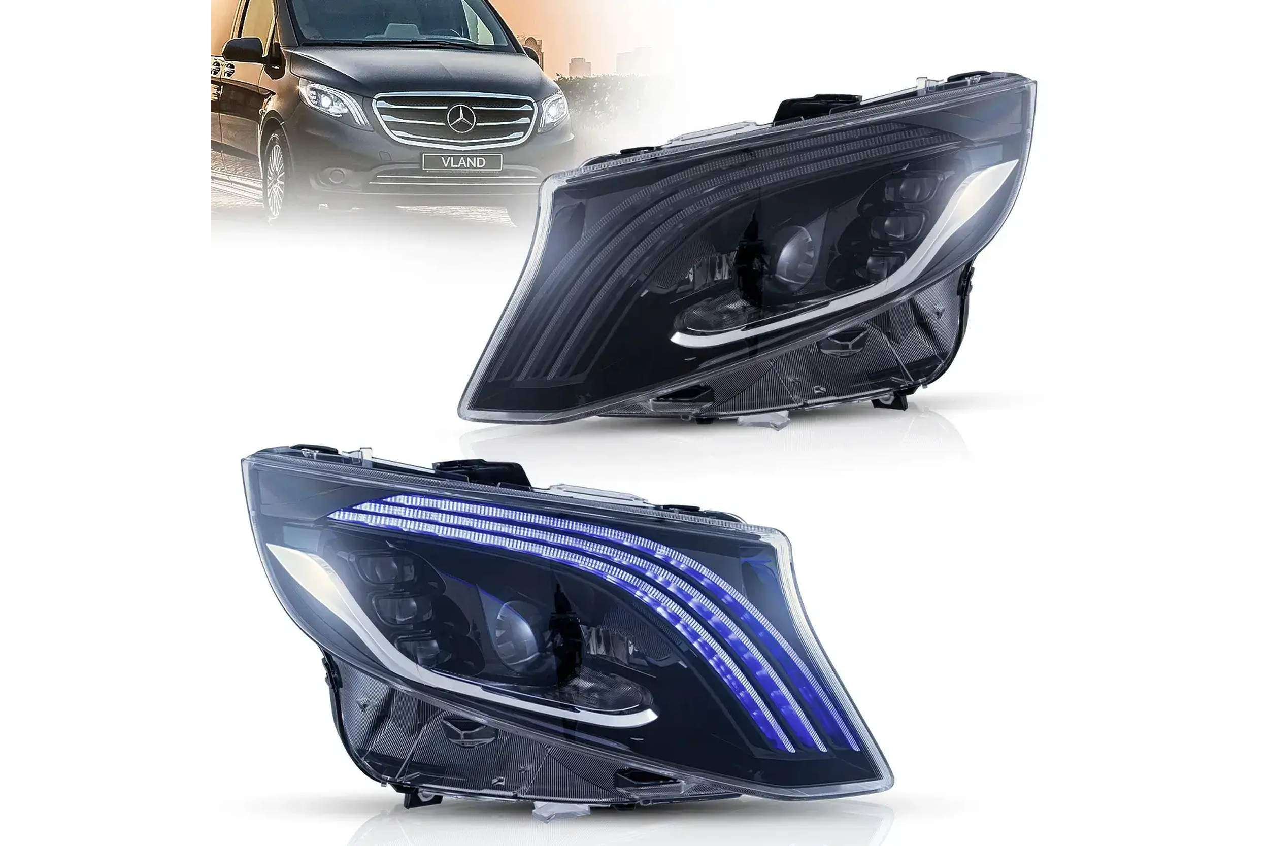 16-23 Mercedes-Benz Metris/Vito/V-Class: LED Matrix Projector Headlights - Black photo 2