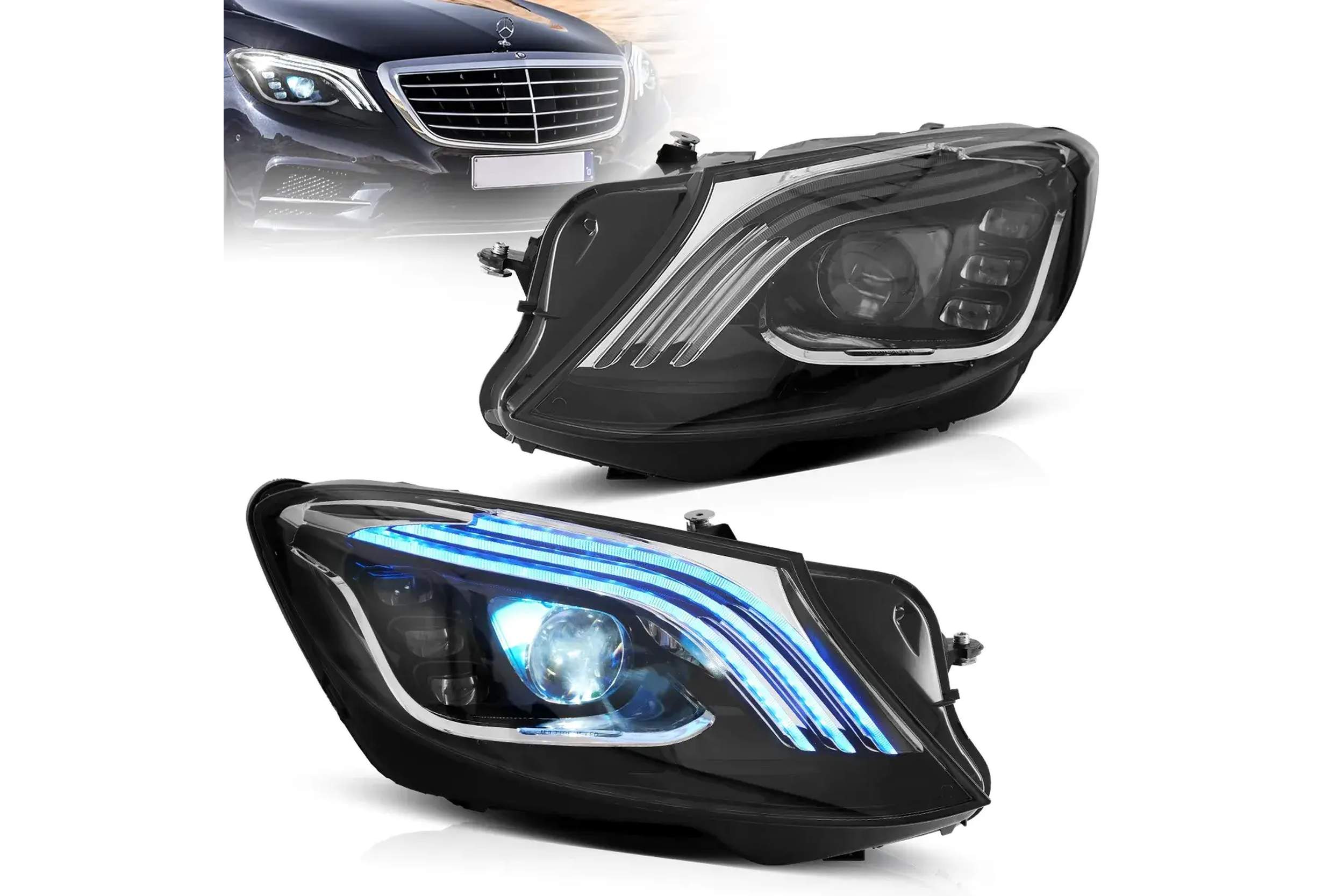 14-17 Mercedes-Benz S-Class: LED Matrix Projector Headlights - Black photo 4