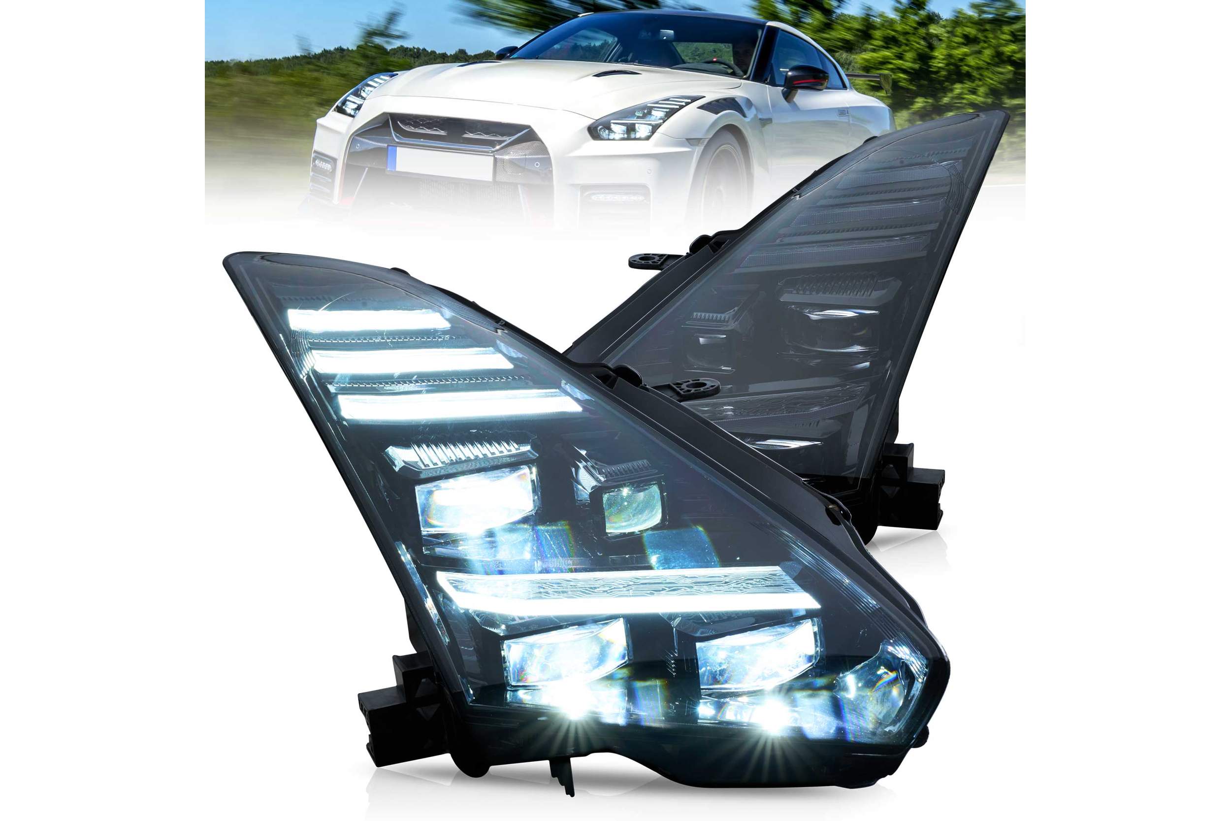 08-23 Nissan GT-R: LED Projector Headlights - Black photo 2