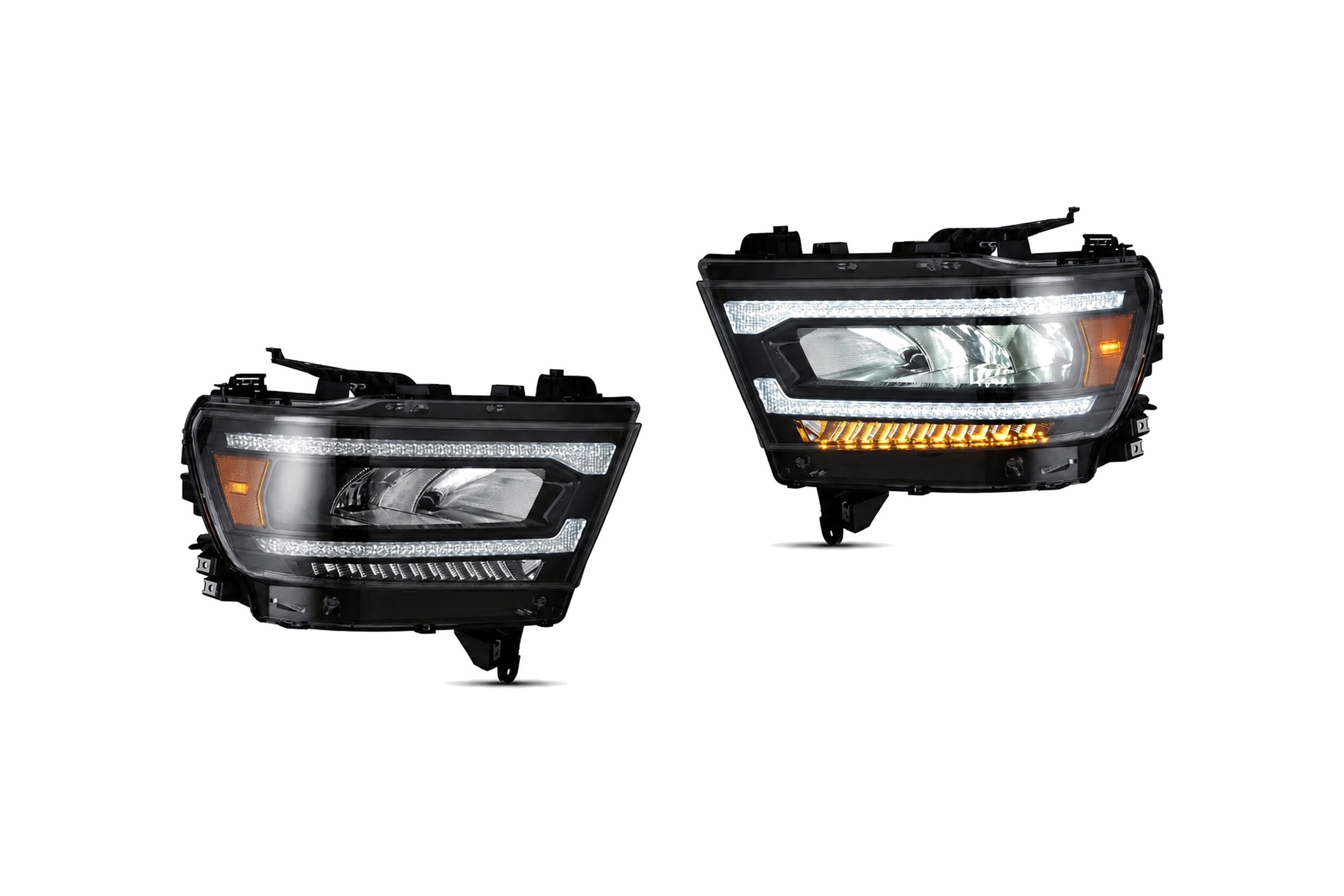 19-23 Ram 1500: LED Headlights - Chrome/Amber