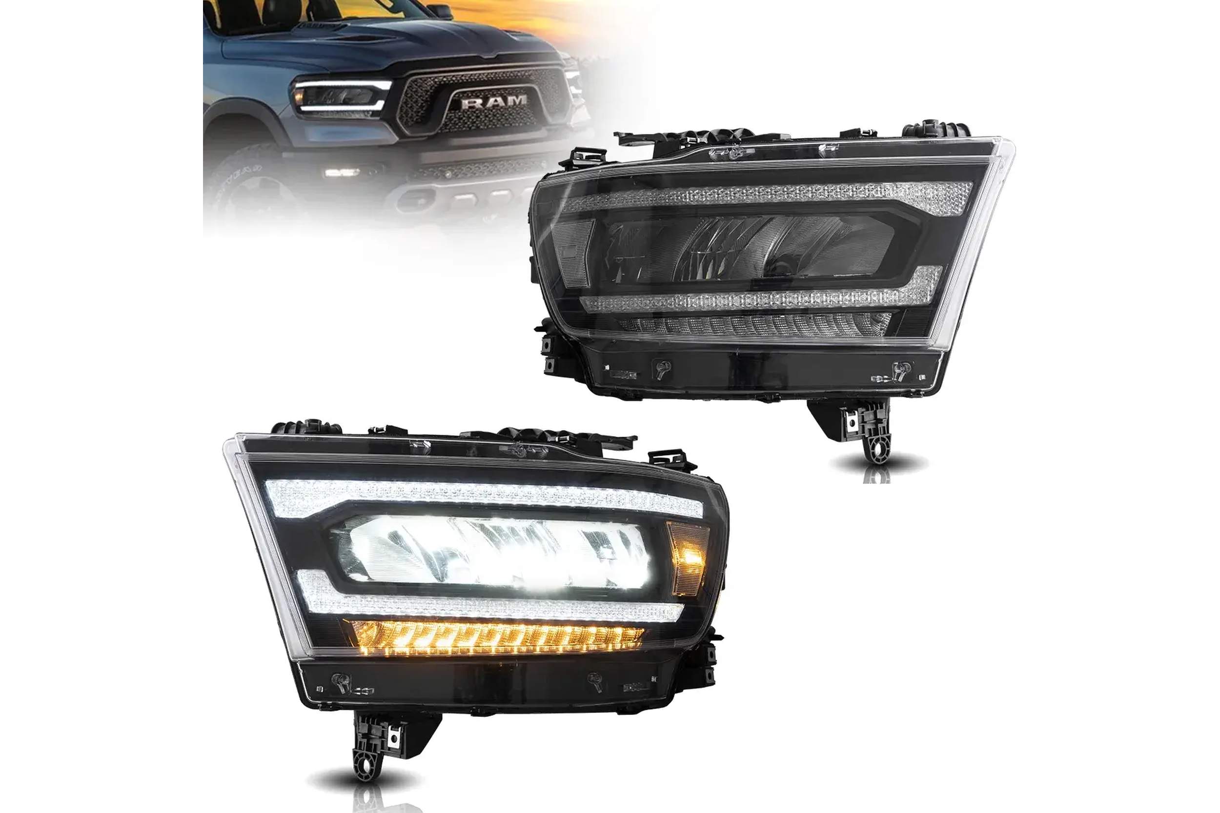 19-23 Ram 1500: LED Headlights - Chrome/Clear photo 4