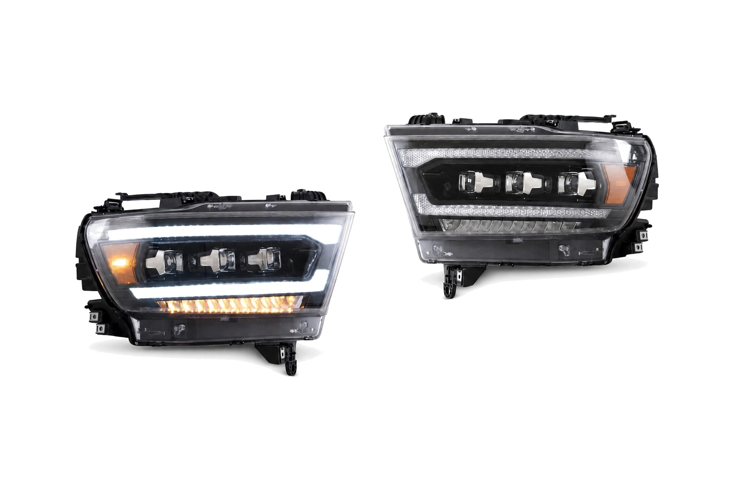 19-22 Ram 1500: LED Projector Headlights - Black/Amber
