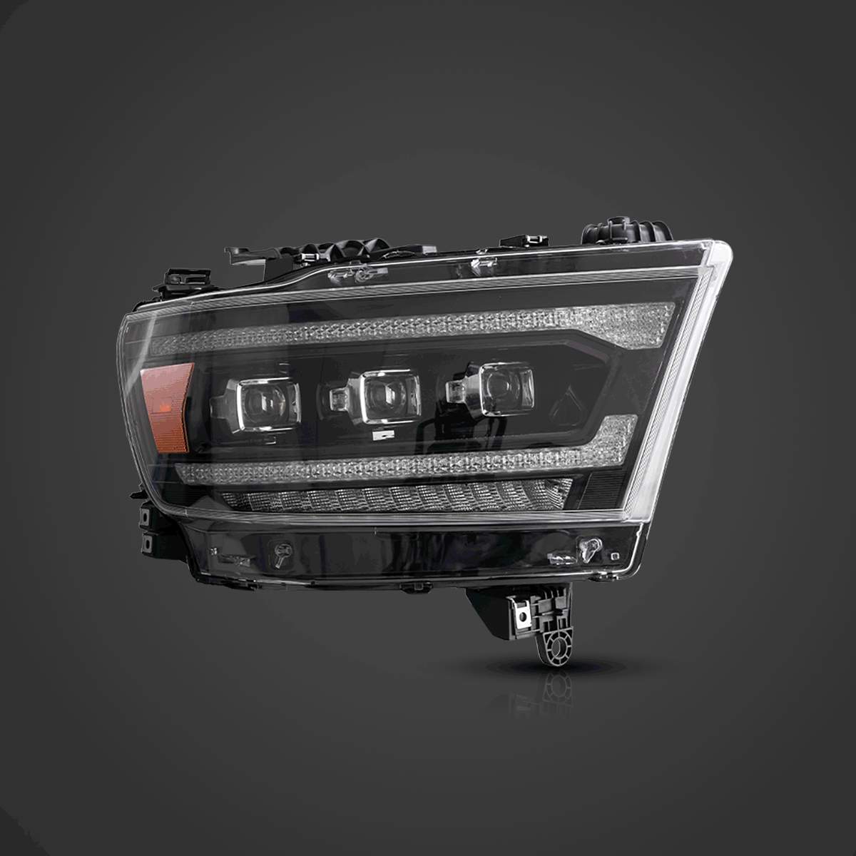 19-22 Ram 1500: LED Projector Headlights - Black/Clear photo 4
