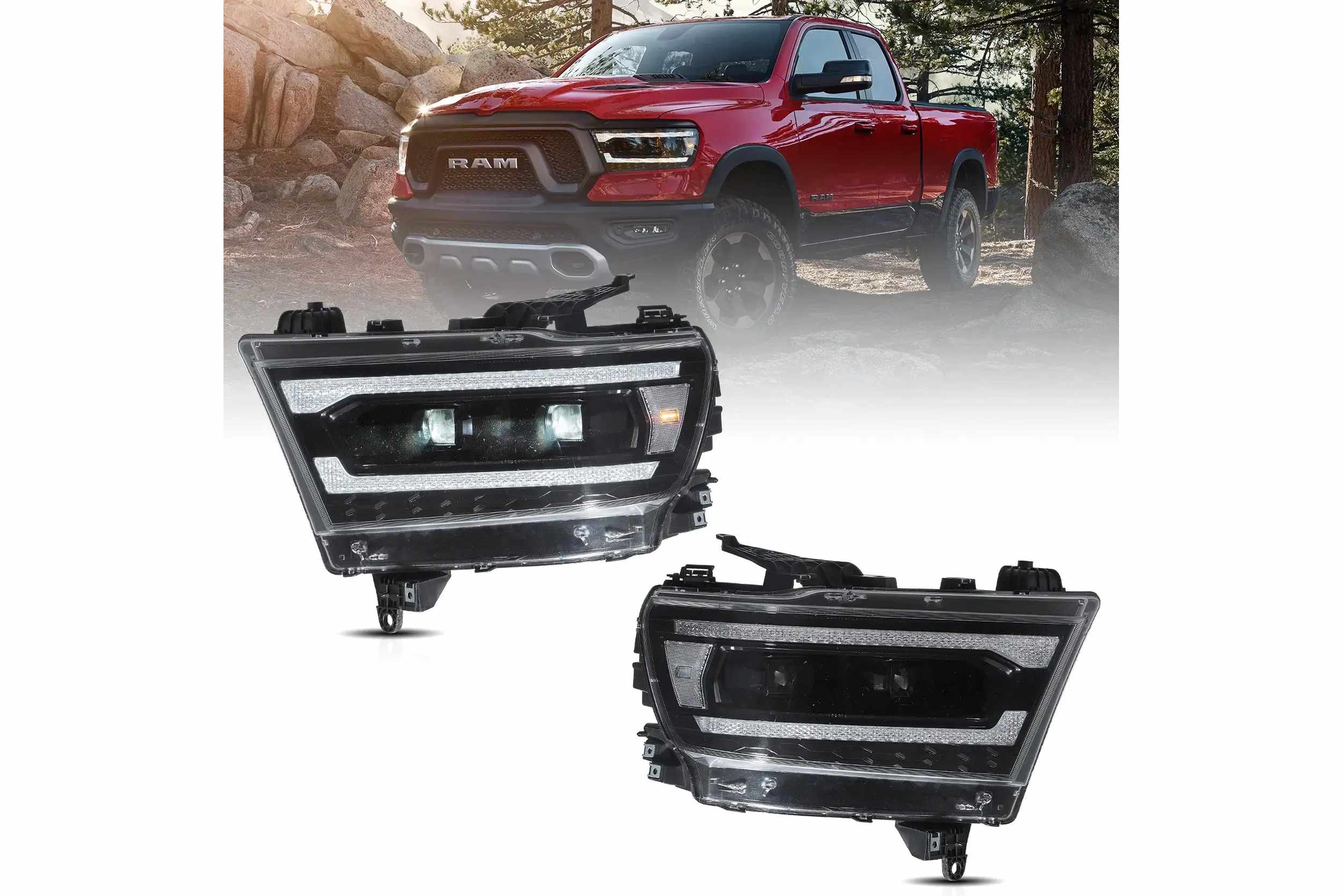 19-24 Ram 1500: LED Projector Headlights - Clear photo 2