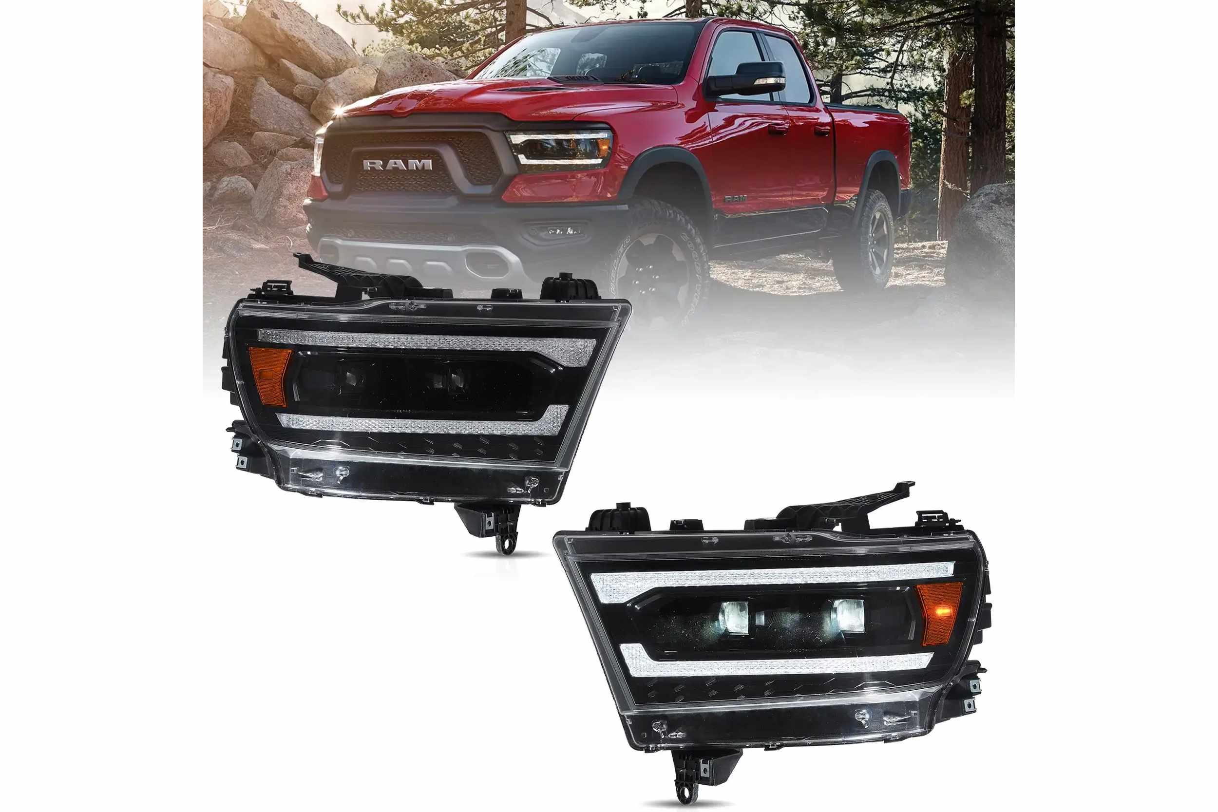19-24 Ram 1500: LED Projector Headlights - Amber photo 2